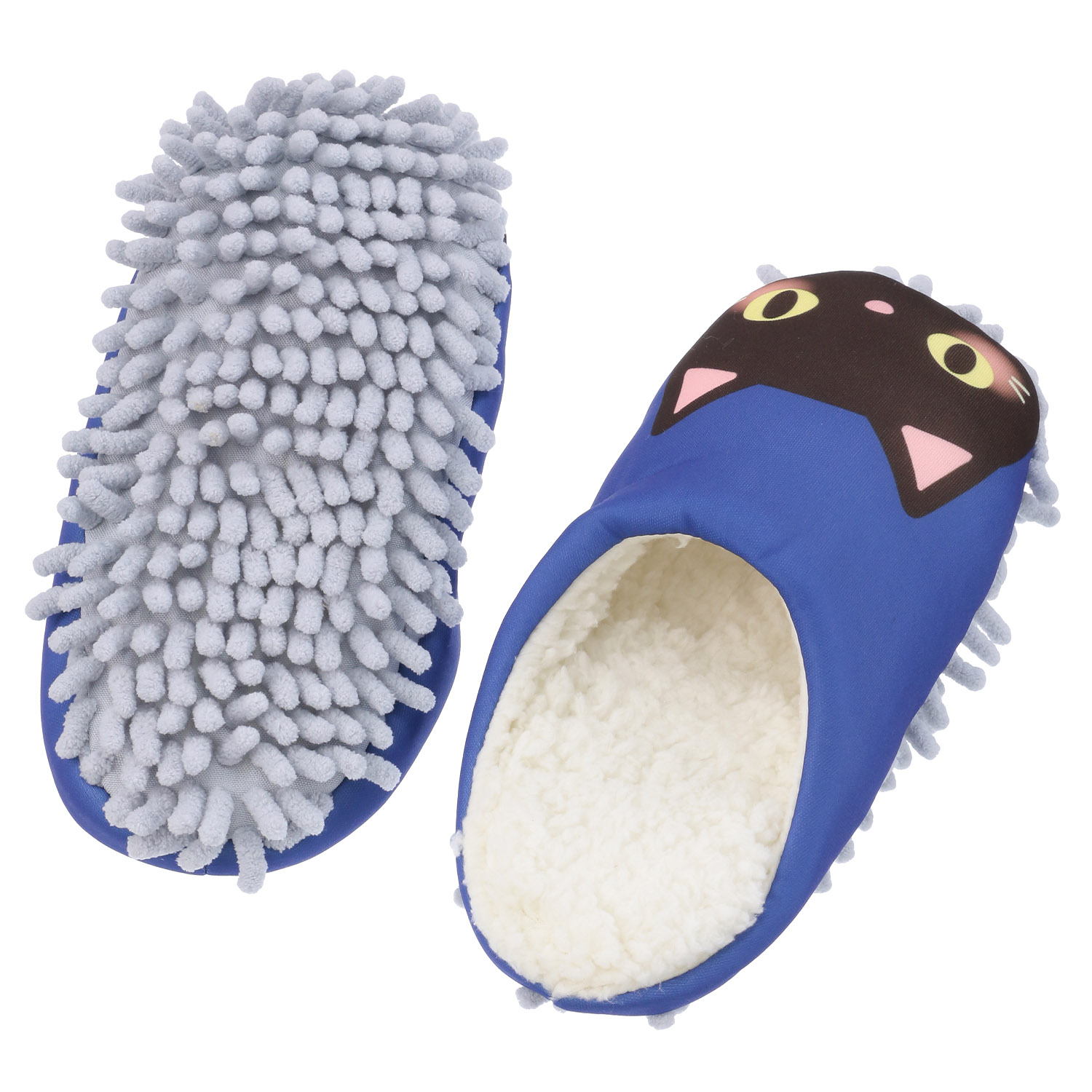 モップ付き 裏ボア ルームシューズ  黒猫【在庫限り】 - 画像3