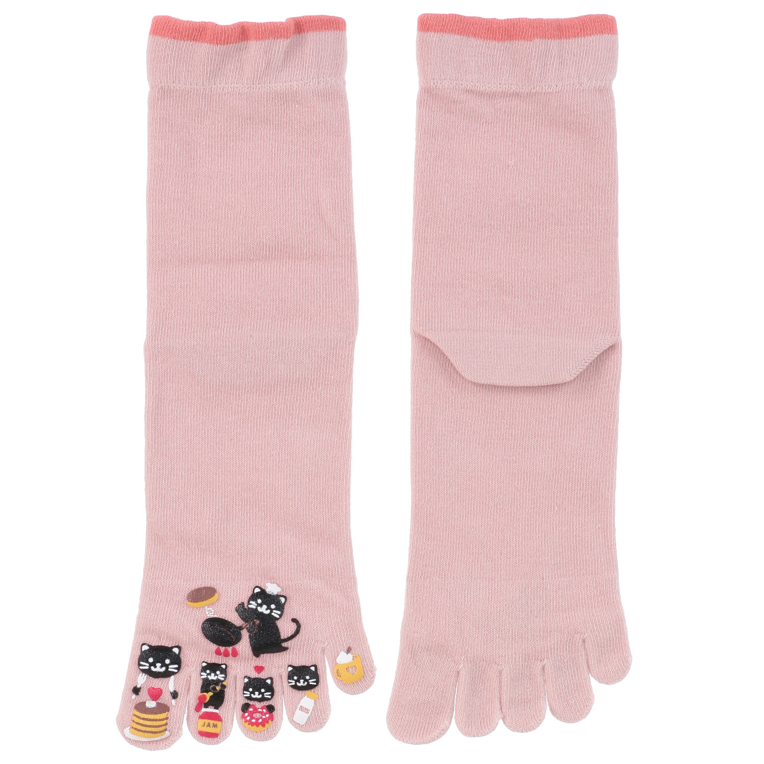 PLUS VANILLA クルー丈 5本指 お菓子大好き黒猫ラバー【在庫限り】 - 画像2