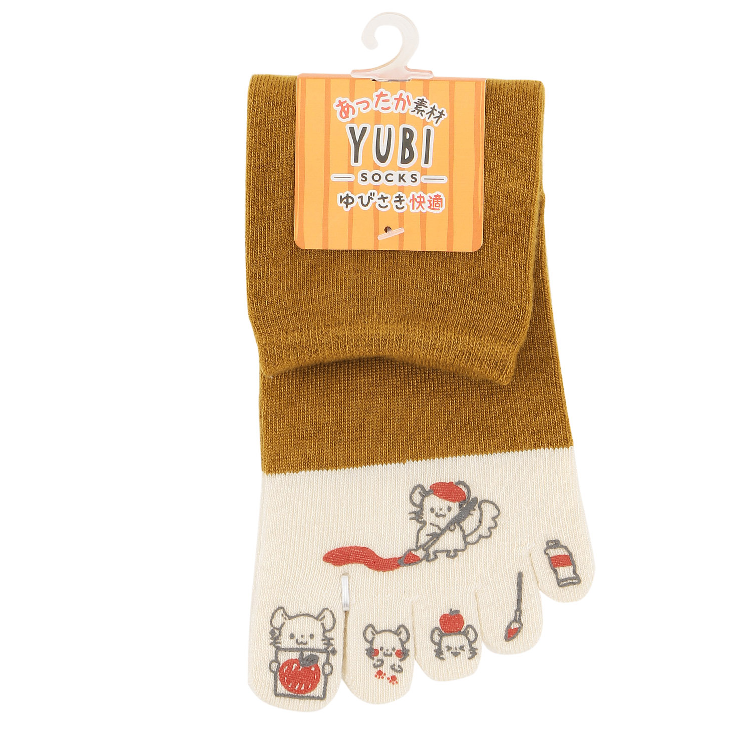 5本指 ロークルー丈 チンチララバープリント 色切替 靴下【在庫限り】 - 画像2