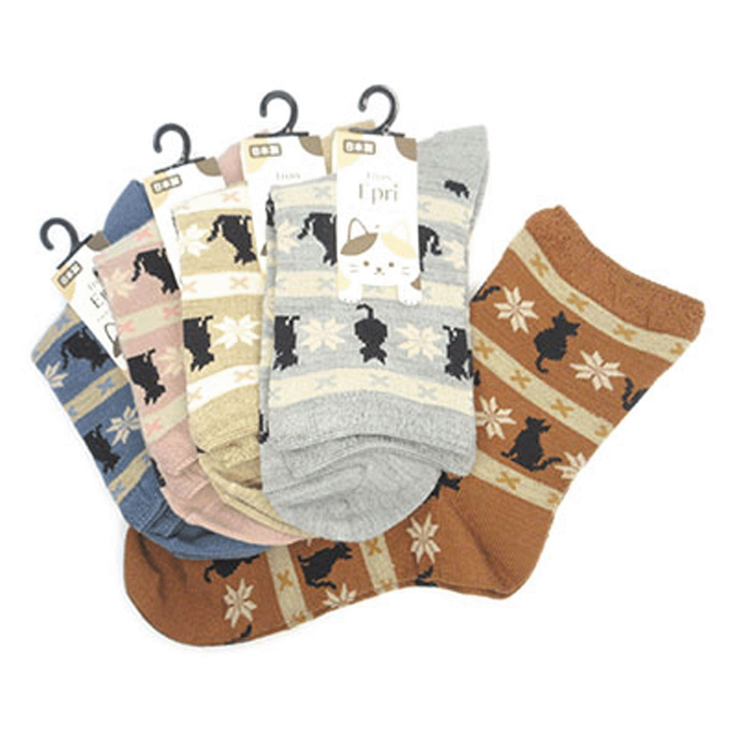 クルーソックス ウール混ノルディック猫【在庫限り】 - 画像1