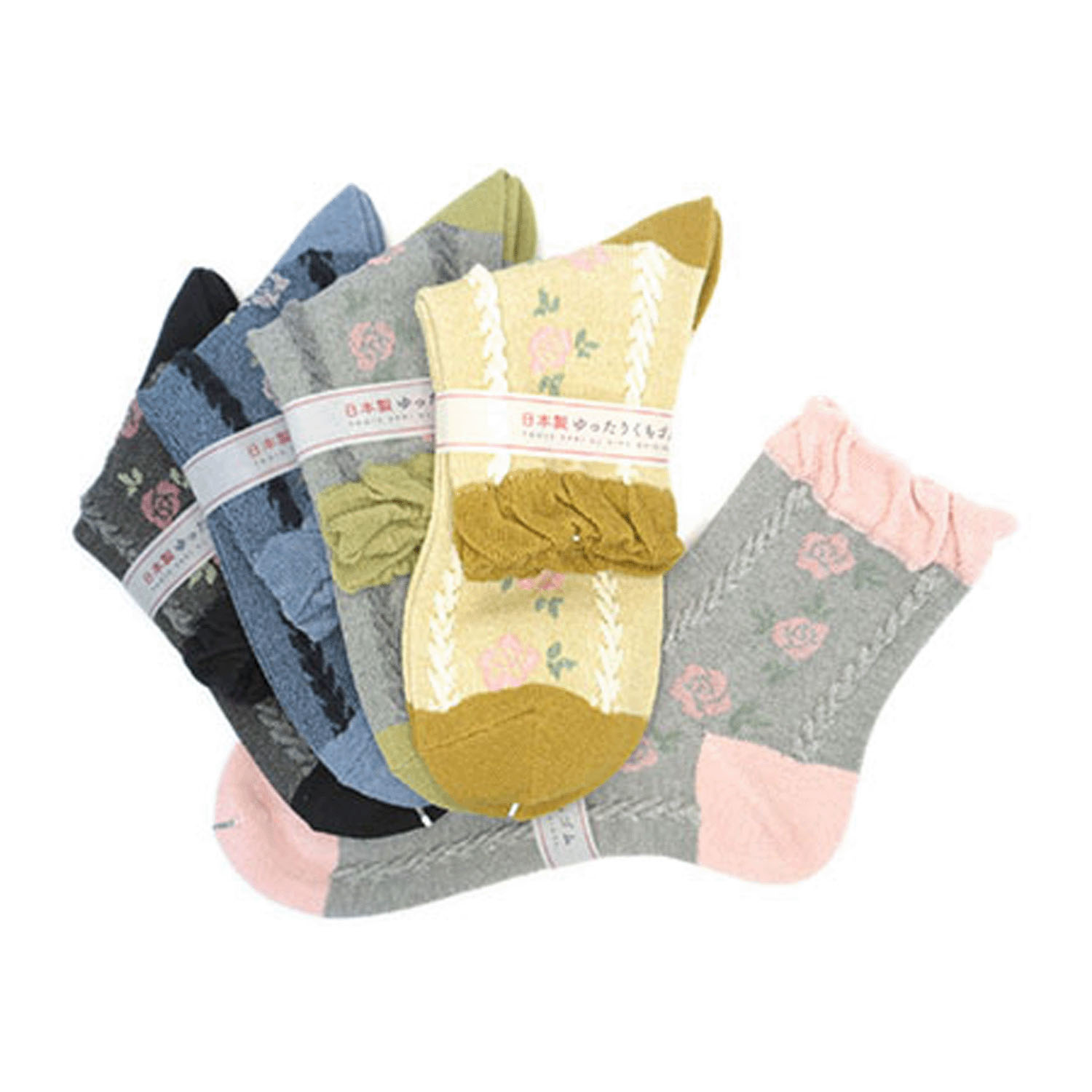 クルーソックス 小寸（21－23cm）フロート花柄