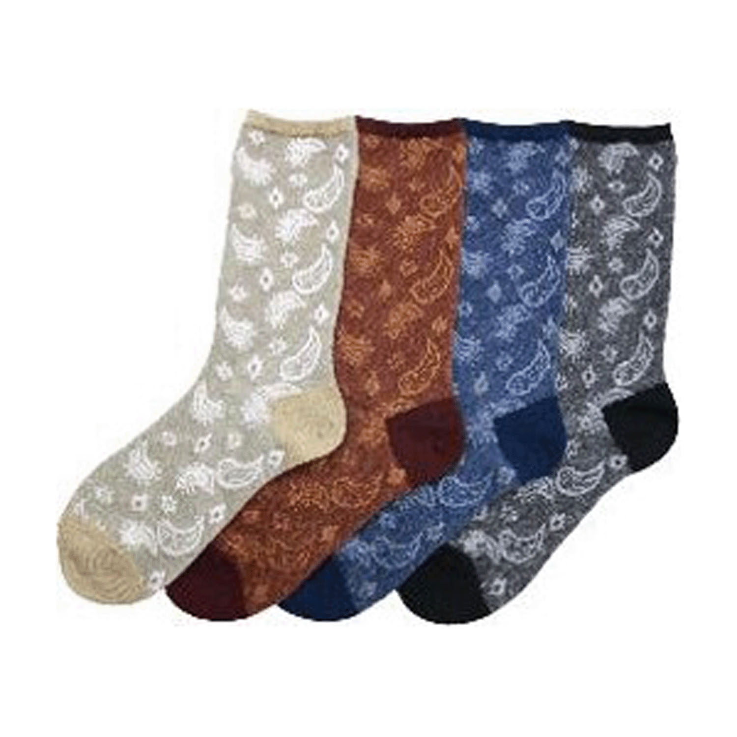 ロークルー丈  メリノウール入り フロートペイズリー 靴下【在庫限り】 - 画像1