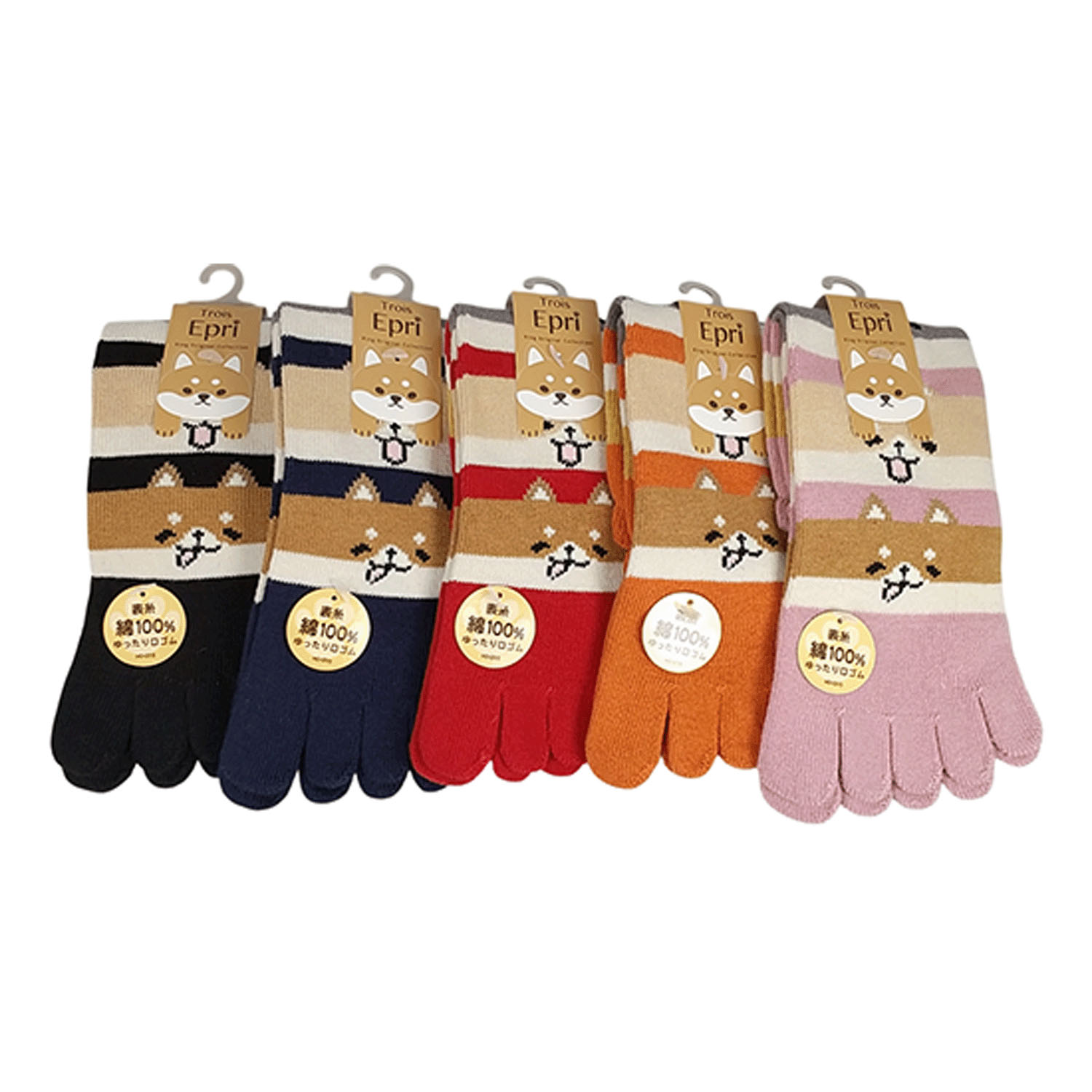 5本指 クルー丈 段々柴犬