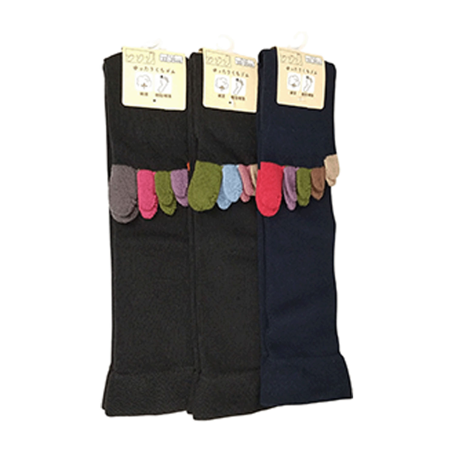 5本指 ハイソックス 指先マルチ無地【在庫限り】