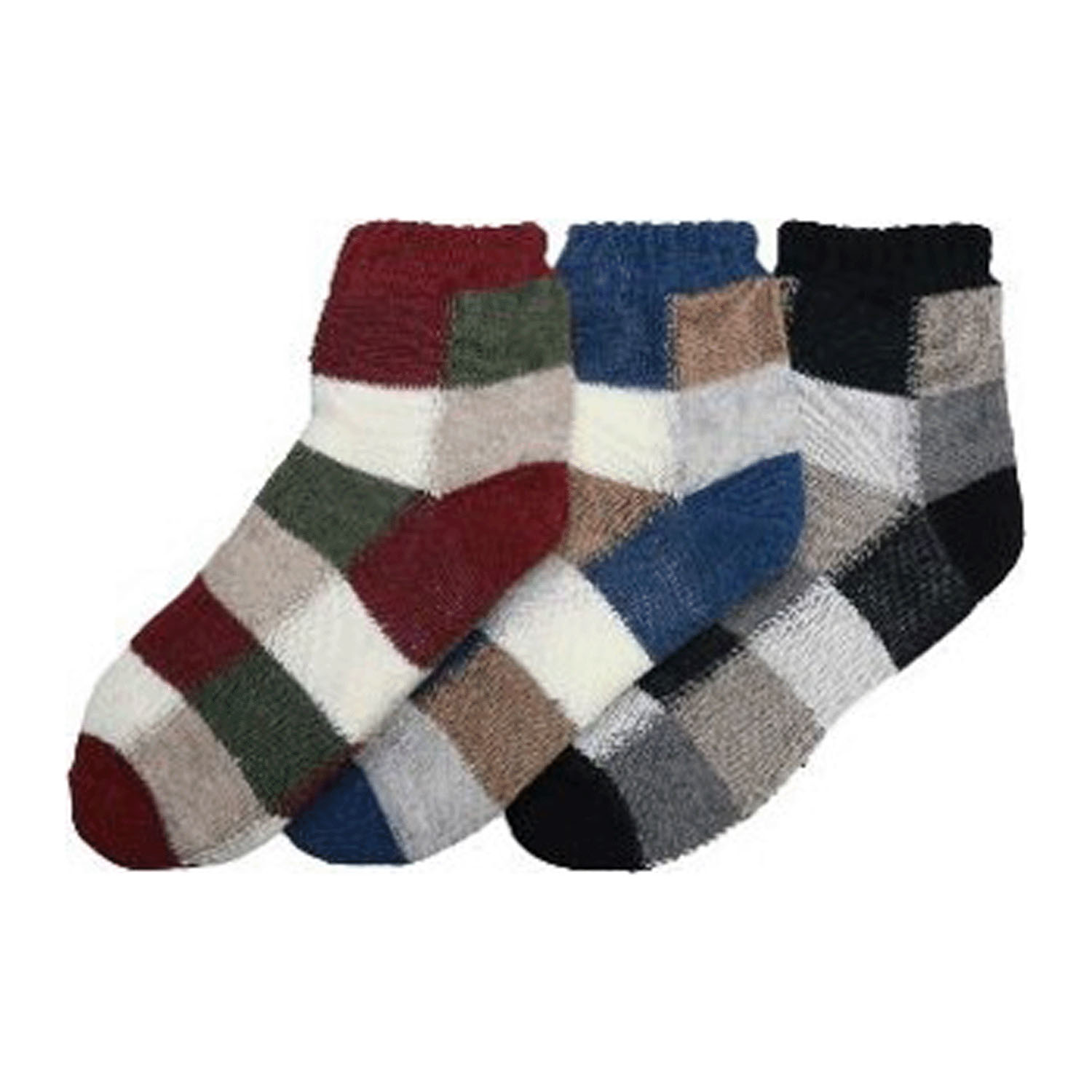 2重編み クルー丈  内側ボア ブロック ルームソックス【在庫限り】 - 画像1