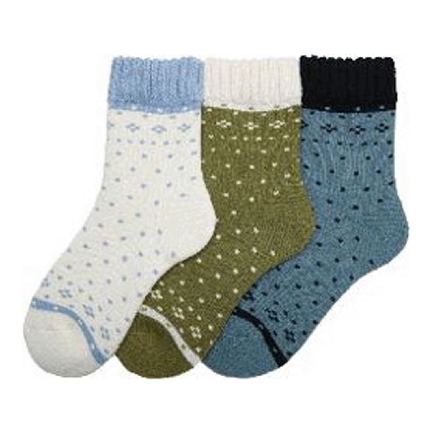 ロークルー丈 裏起毛 アメリブ 結晶 ドット ルームソックス【在庫限り】 - 画像1