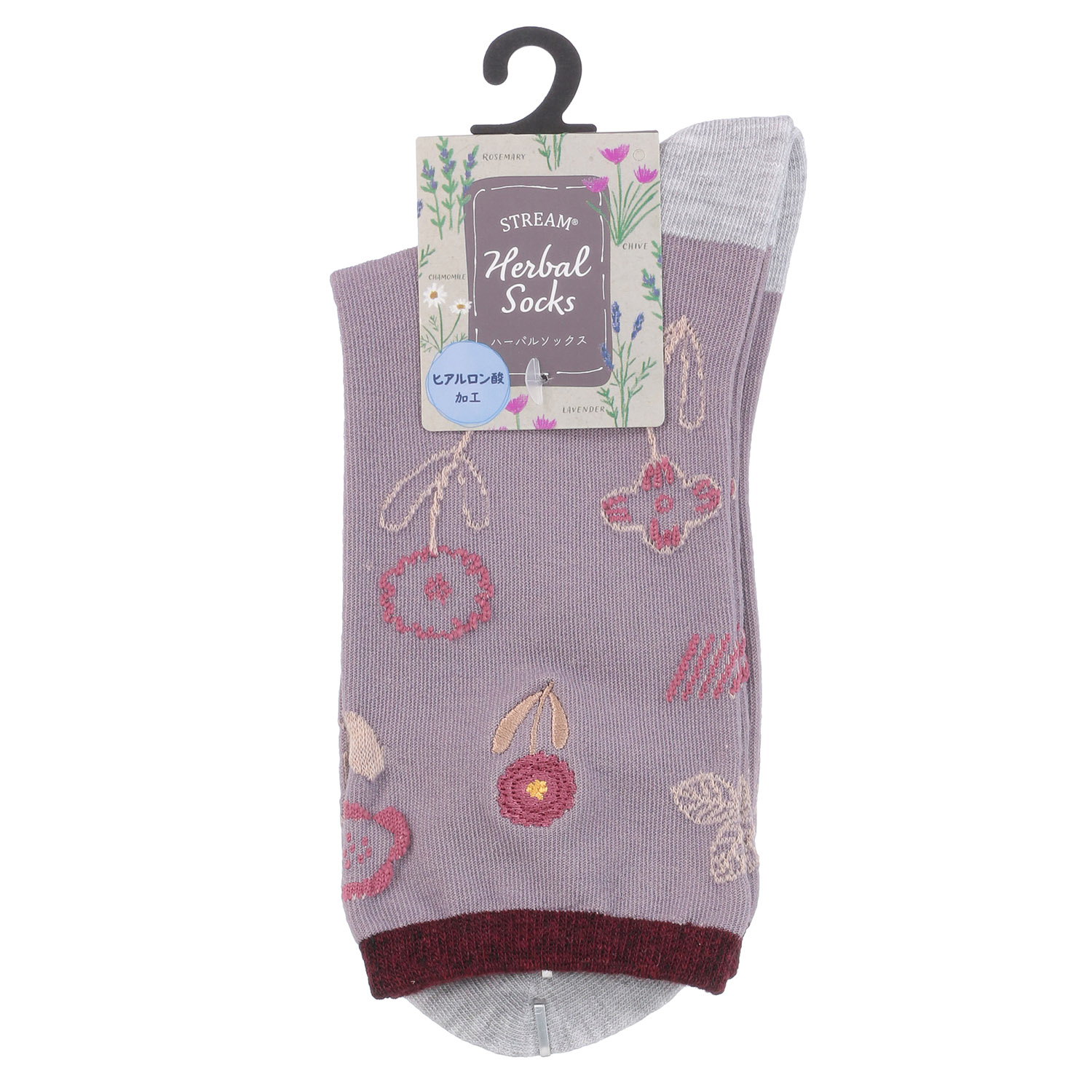 STREAM  ハーバルソックス クルー丈 フリルお花刺繍【在庫限り】 - 画像3