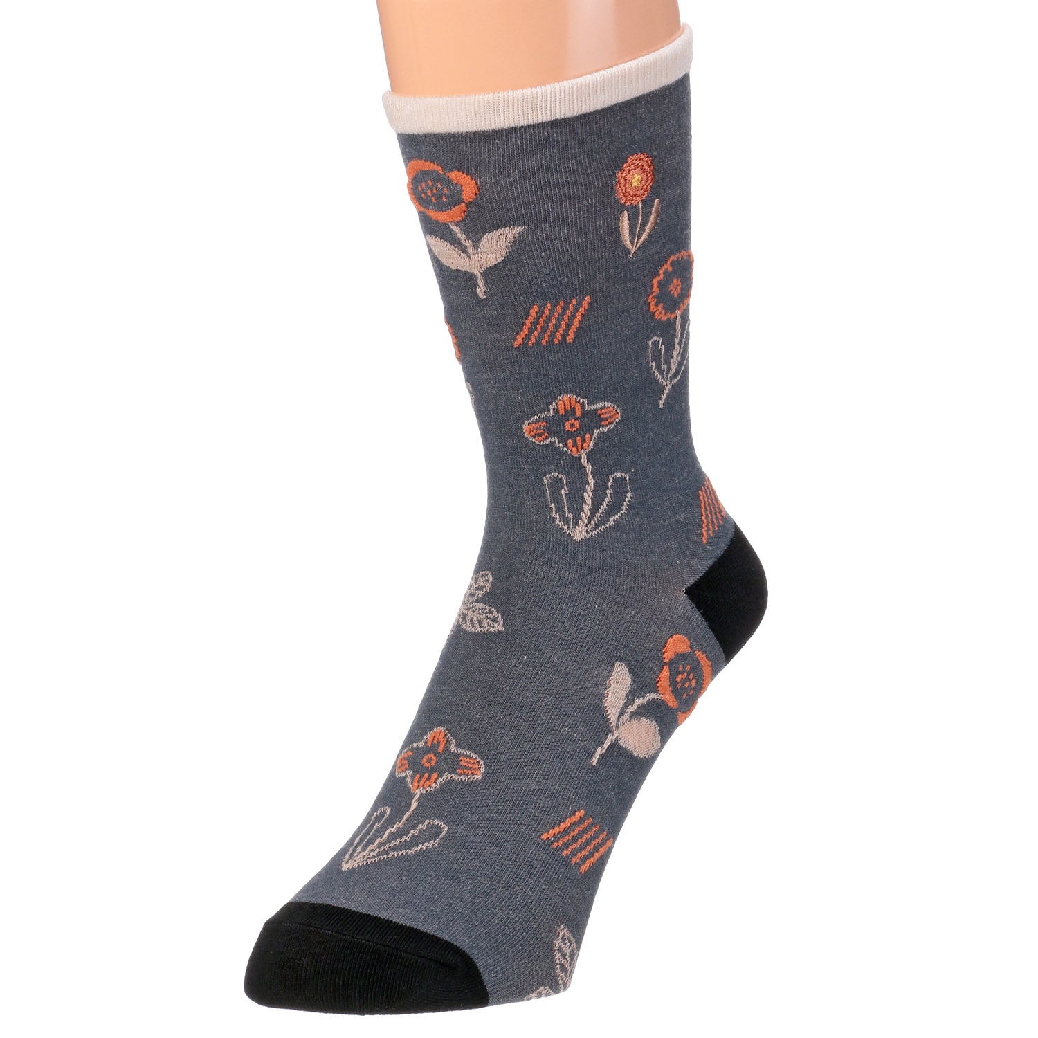 STREAM  ハーバルソックス クルー丈 フリルお花刺繍【在庫限り】 - 画像4