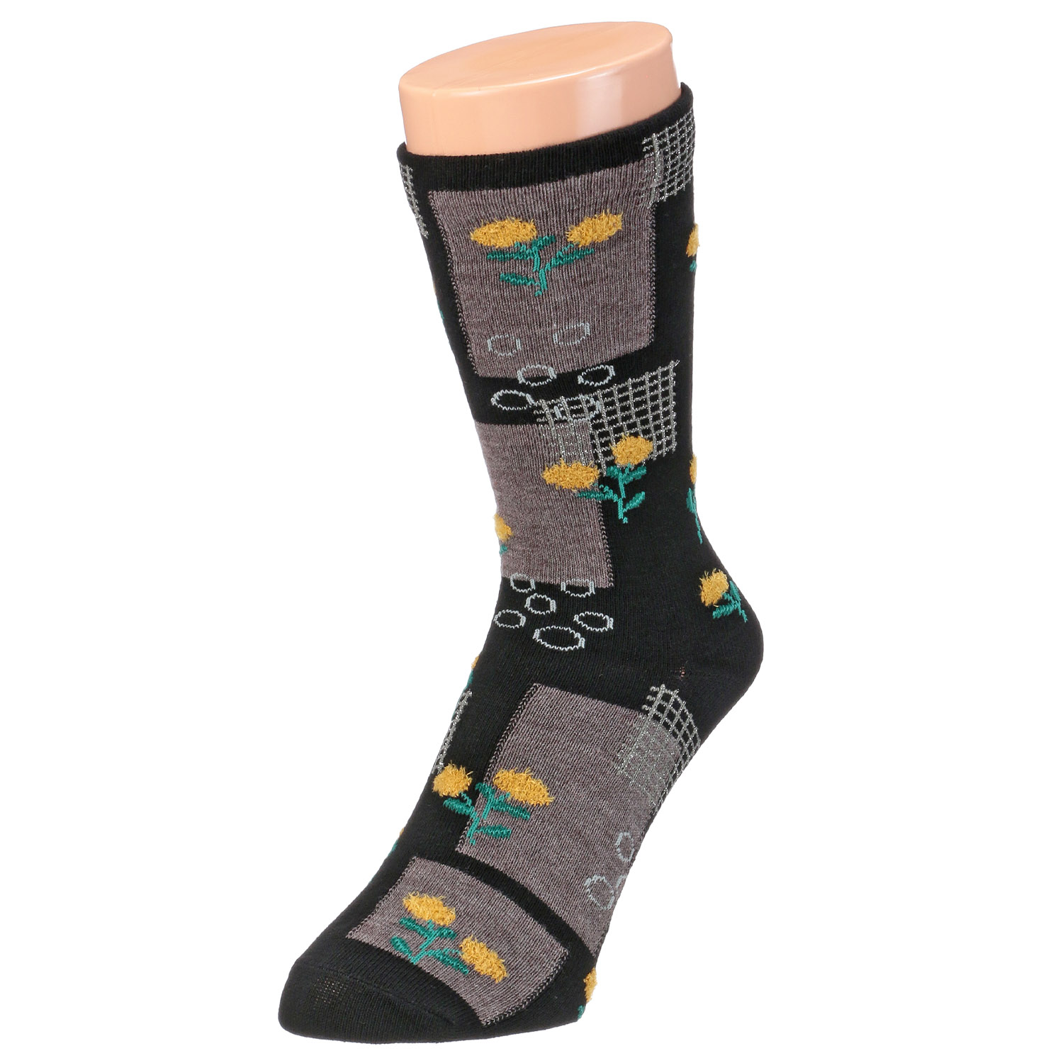 STREAM  ハーバルソックス ハイクルー丈 切替柄とお花 靴下【在庫限り】 - 画像3