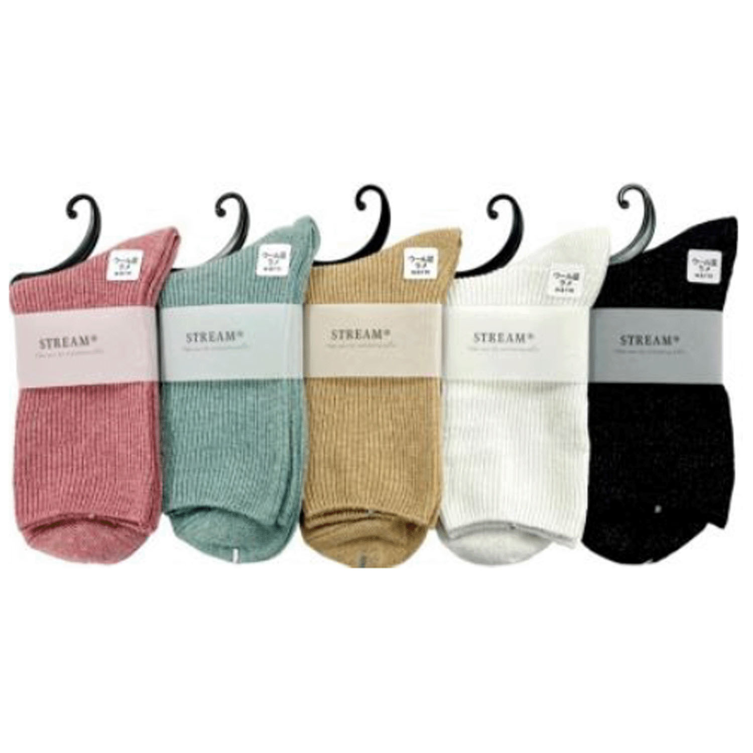 STREAM クルー丈 ウール混 ラメ 1×1リブ 靴下【在庫限り】