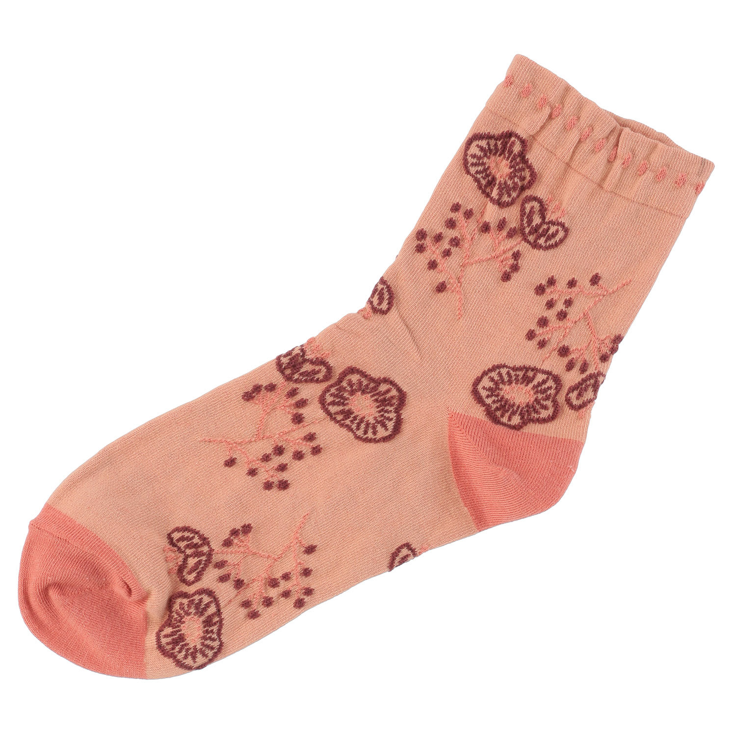 あなたに優しい ロークルー 表綿100％ ゆったり逆スパ ライン花【在庫限り】 - 画像2