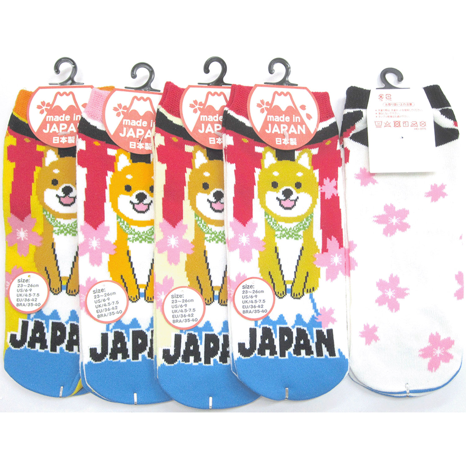 お土産ソックス 富士山と柴犬（色アソート3足組） - 画像1