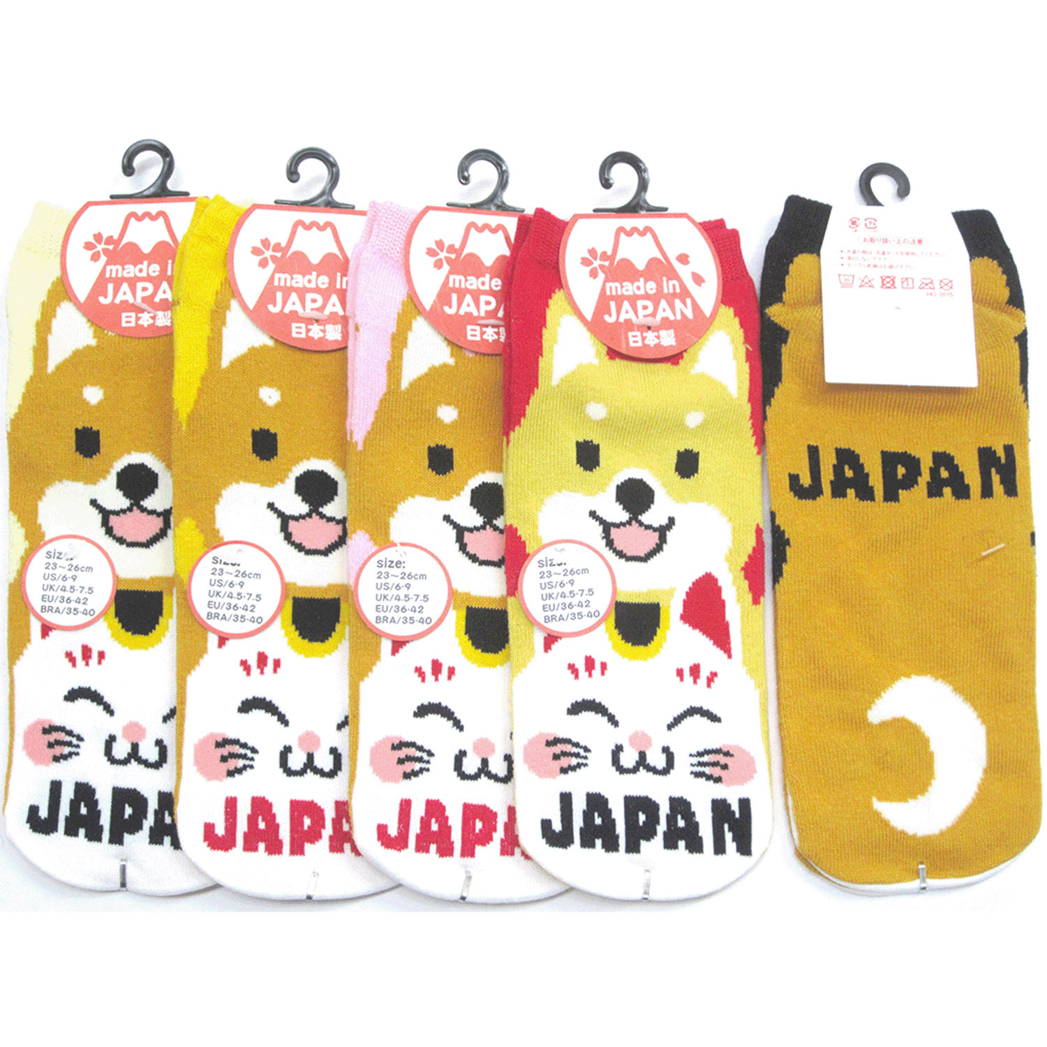 お土産ソックス 柴犬と招き猫（色アソート3足組） - 画像1