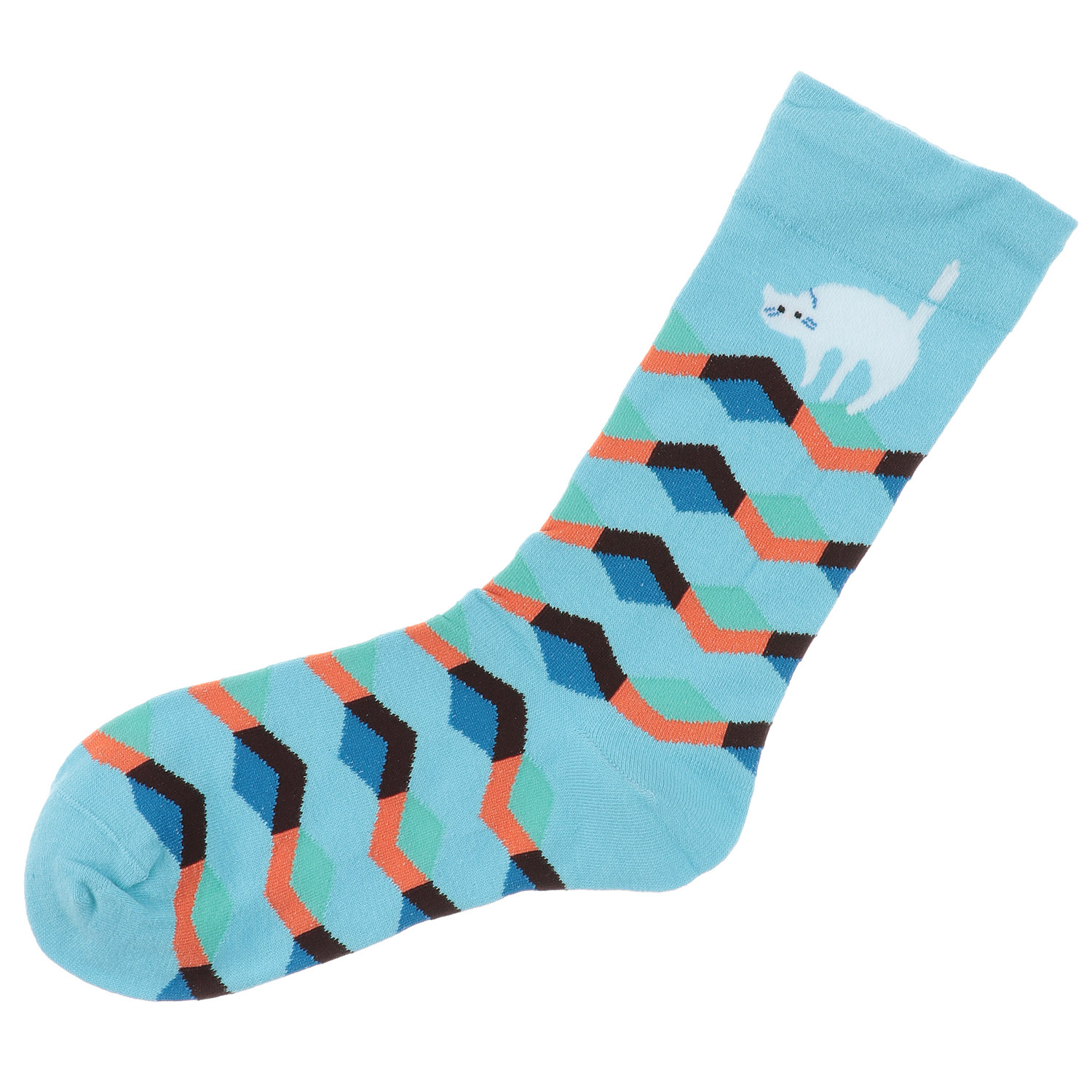 SOYLE ネコと幾何学柄 靴下 - 画像4