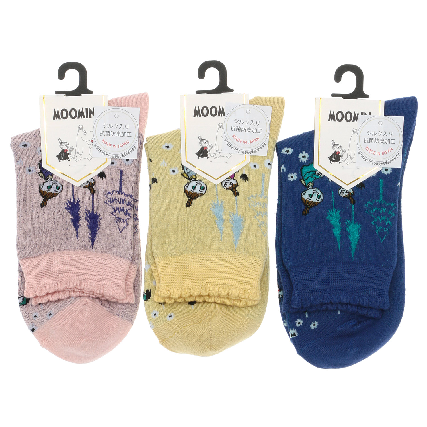 日本製 MOOMINロークルーソックス シルク入り ピクニック柄 - 画像1