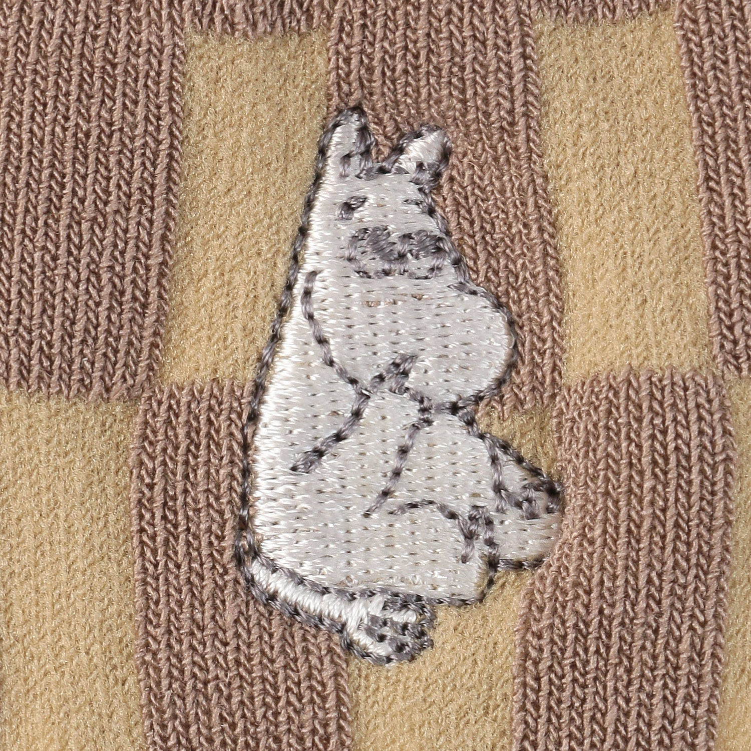 【ベージュのみ】MOOMIN ロークルーソックス 麻混 幾何学ムーミン刺繍【在庫限り】 - 画像6