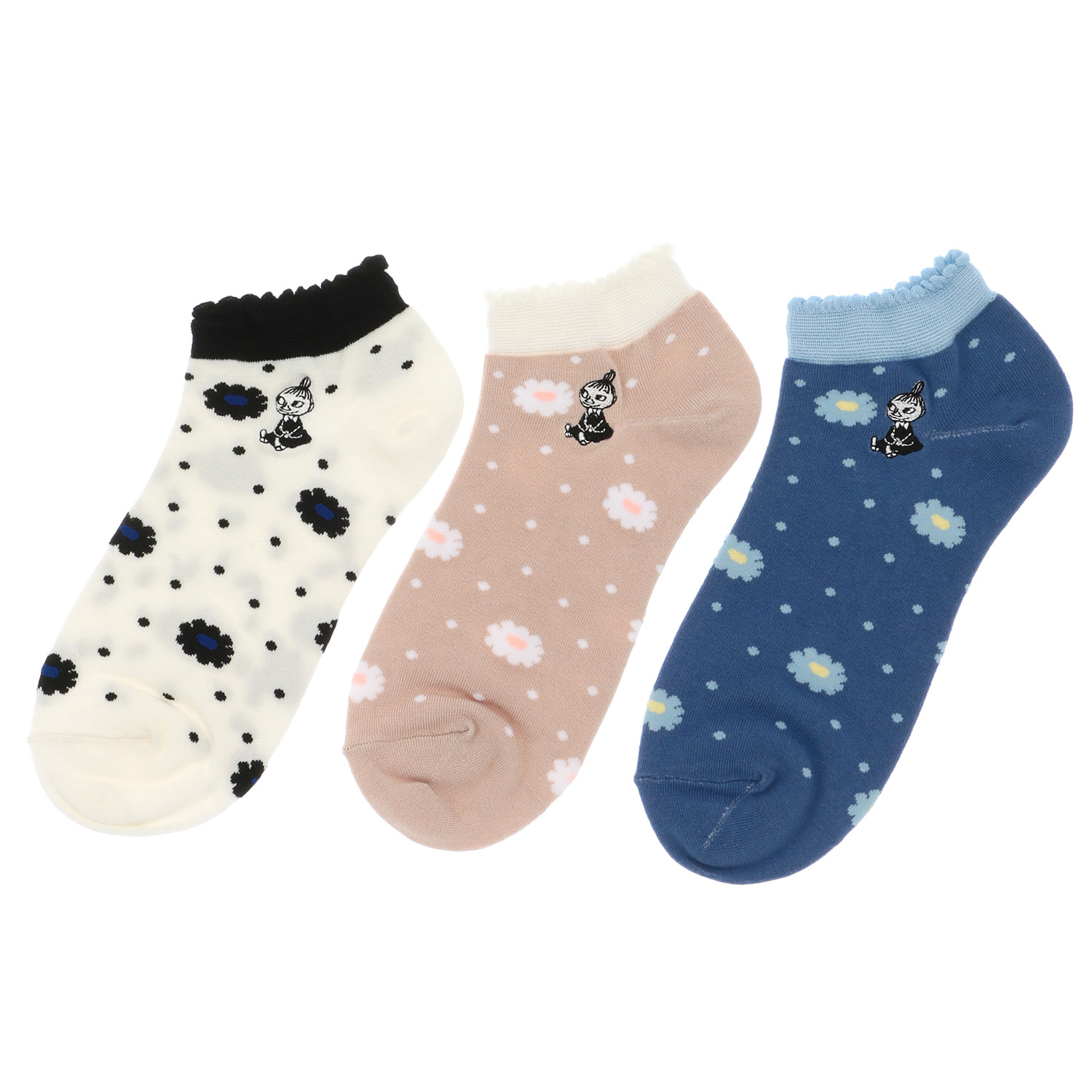 MOOMIN スニーカー丈ソックス 花ドットミイ刺繍 - 画像1