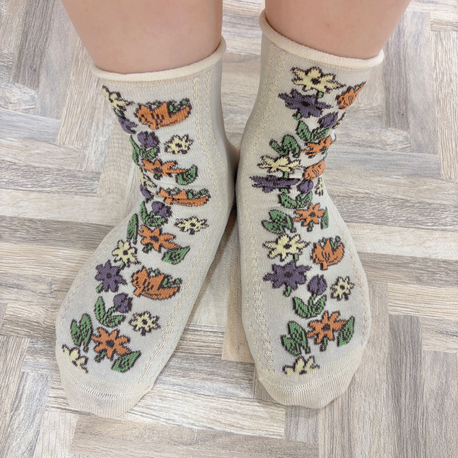 MOOMIN ロークルーソックス シルク入フロントフラワーミイ刺繍【在庫限り】 - 画像5