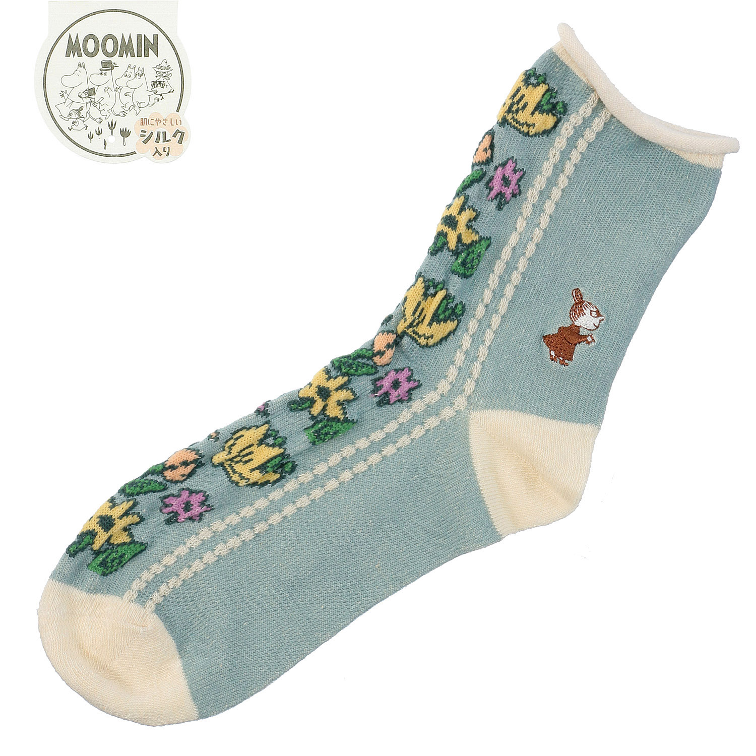 MOOMIN ロークルーソックス シルク入フロントフラワーミイ刺繍【在庫限り】 - 画像8