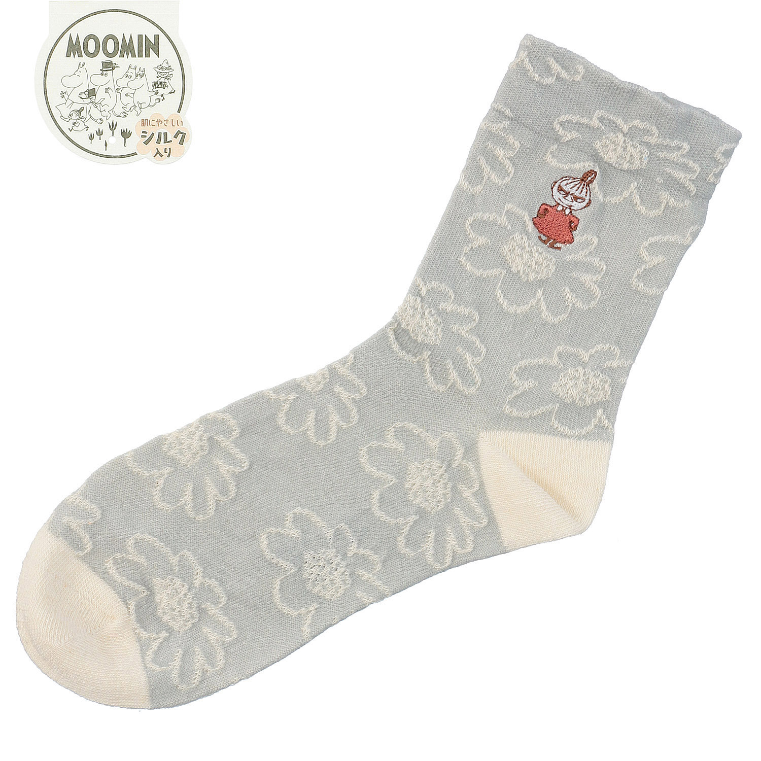 MOOMIN ロークルーソックス シルク入ビッグフラワー ミイ刺繍【在庫限り】 - 画像2