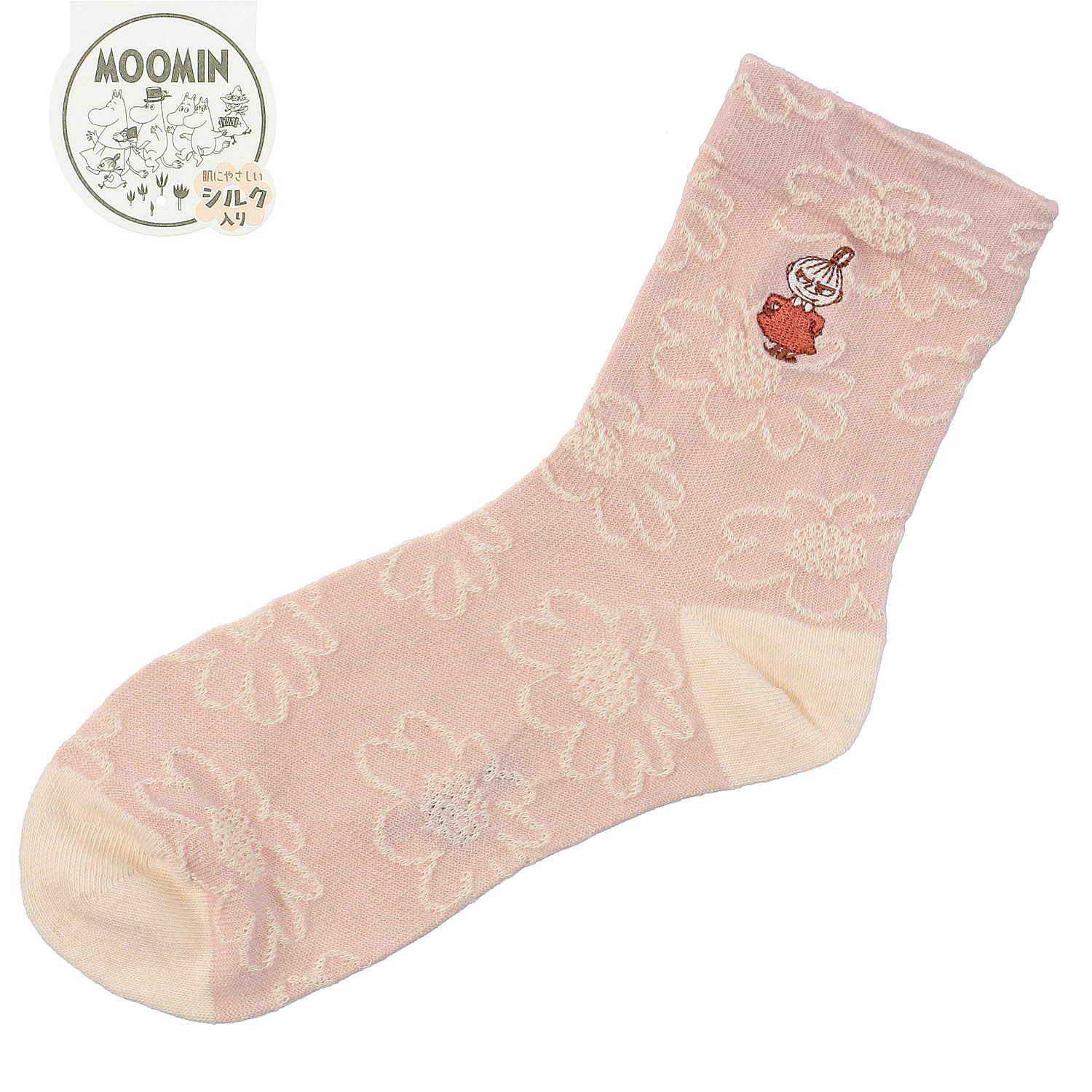 MOOMIN ロークルーソックス シルク入ビッグフラワー ミイ刺繍【在庫限り】 - 画像3