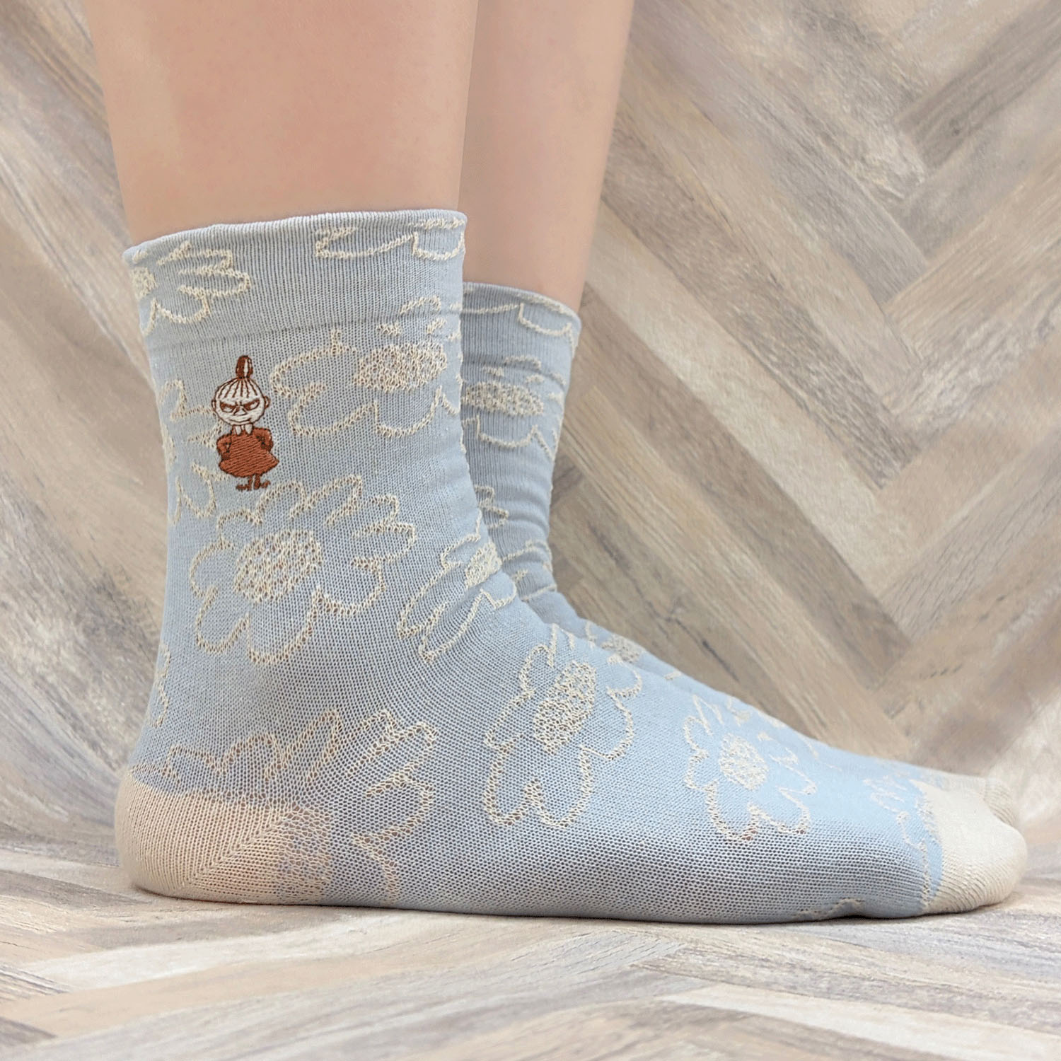 MOOMIN ロークルーソックス シルク入ビッグフラワー ミイ刺繍【在庫限り】 - 画像8