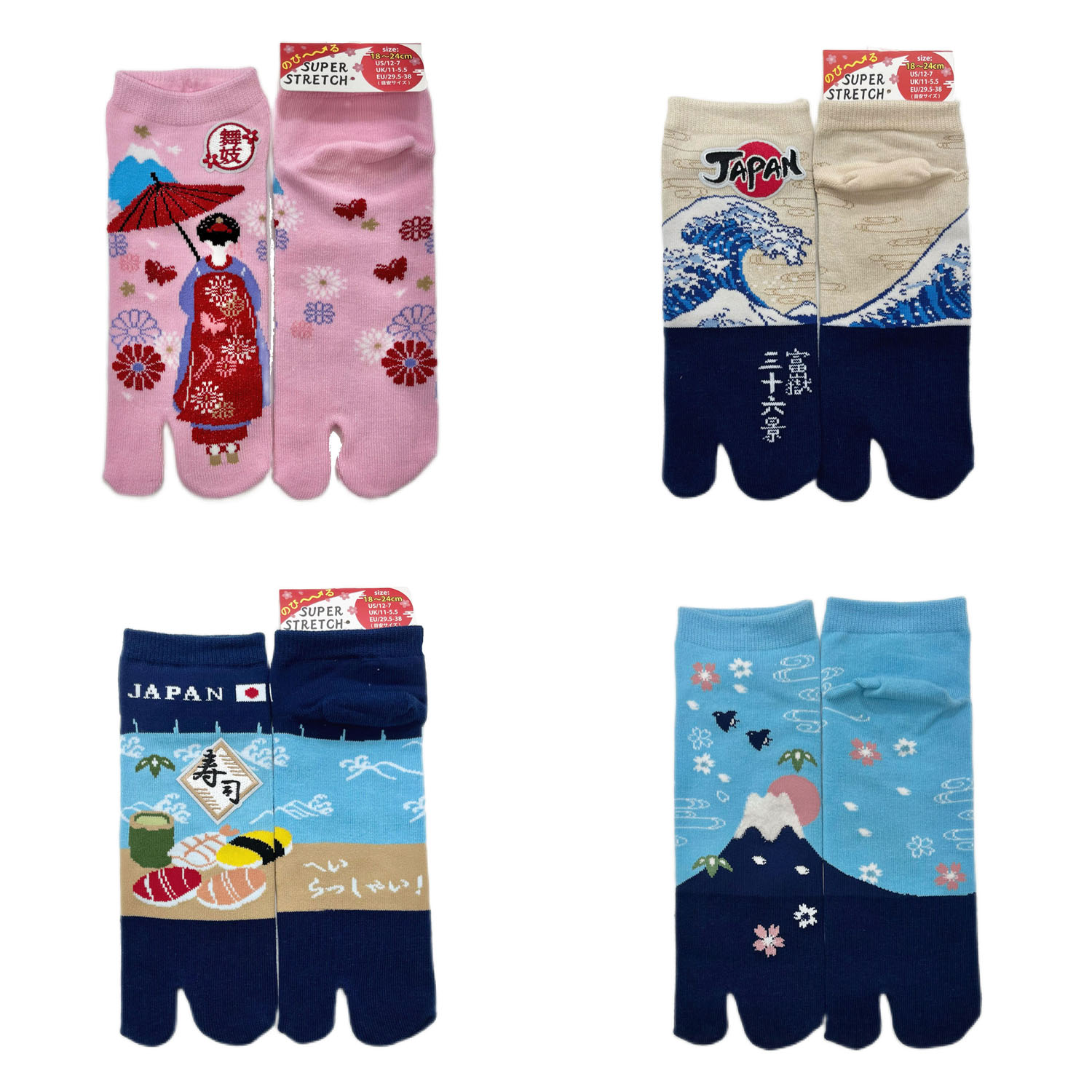 【富士山のみ】JAPANESE SOUVENIR SOCKS のびのびストレッチ足袋 スニーカー丈 18－24cm【在庫限り】 - 画像1