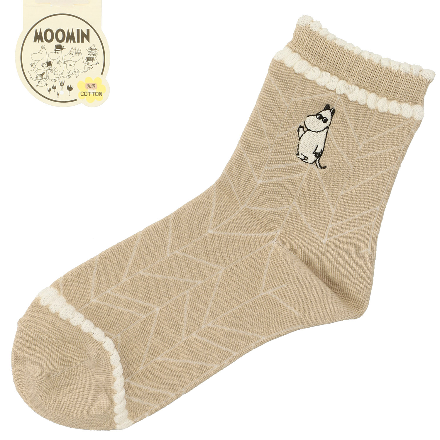 MOOMIN ロークルーソックス 枝柄ムーミン刺繍 - 画像3