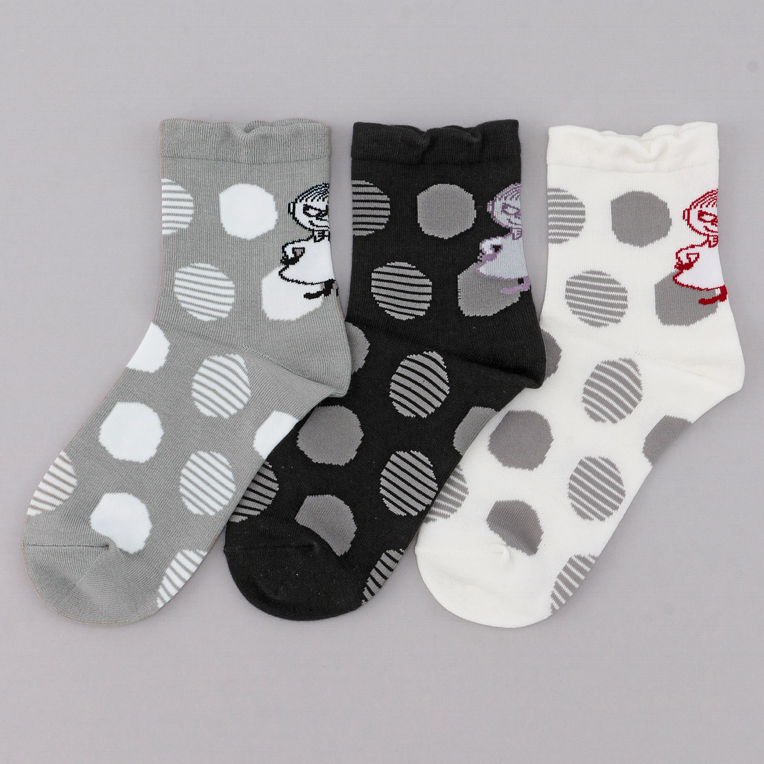 MOOMIN ロークルーソックス ミイドット柄