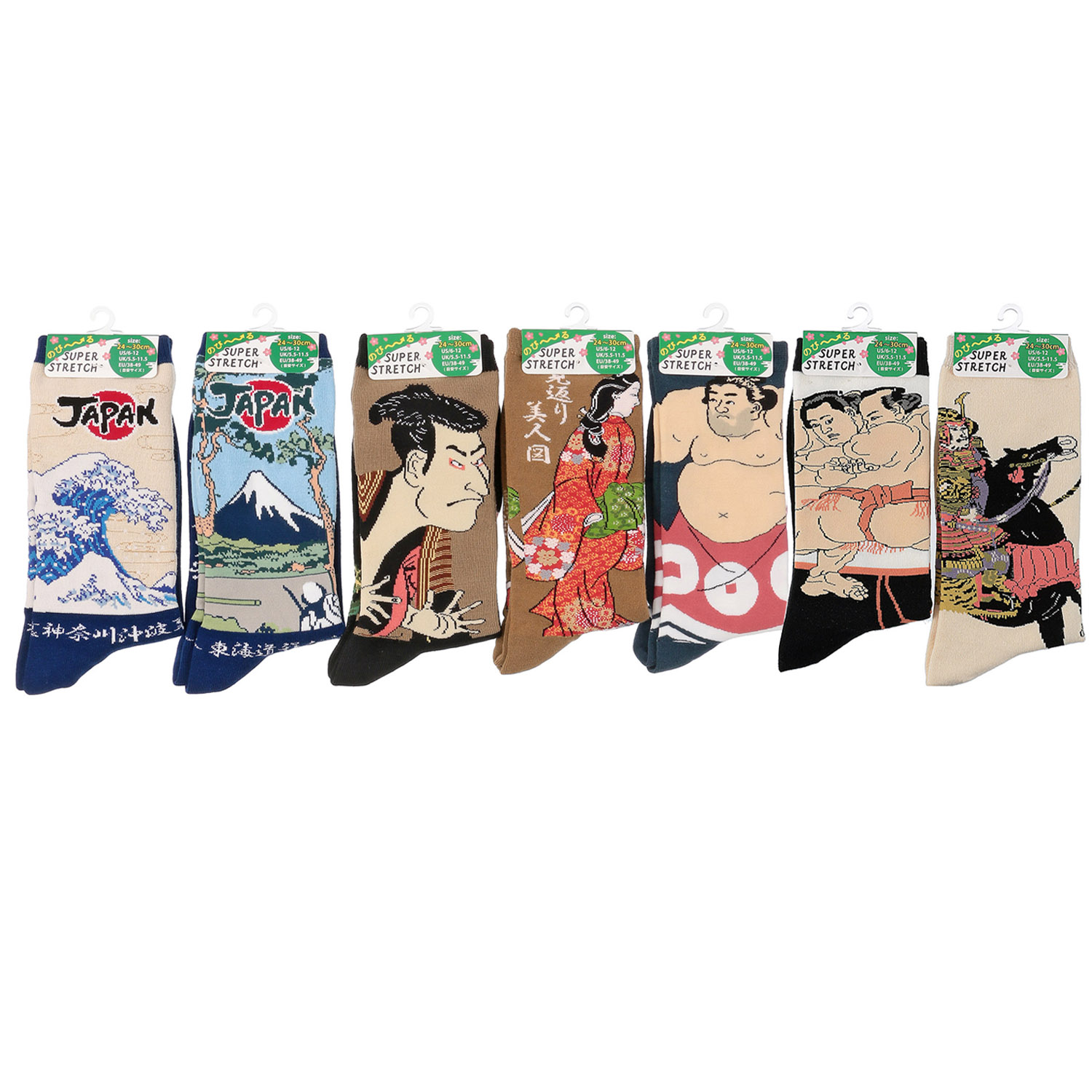 ★新柄2柄追加★JAPANESE SOUVENIR SOCKS のびのびストレッチ クルーソックス