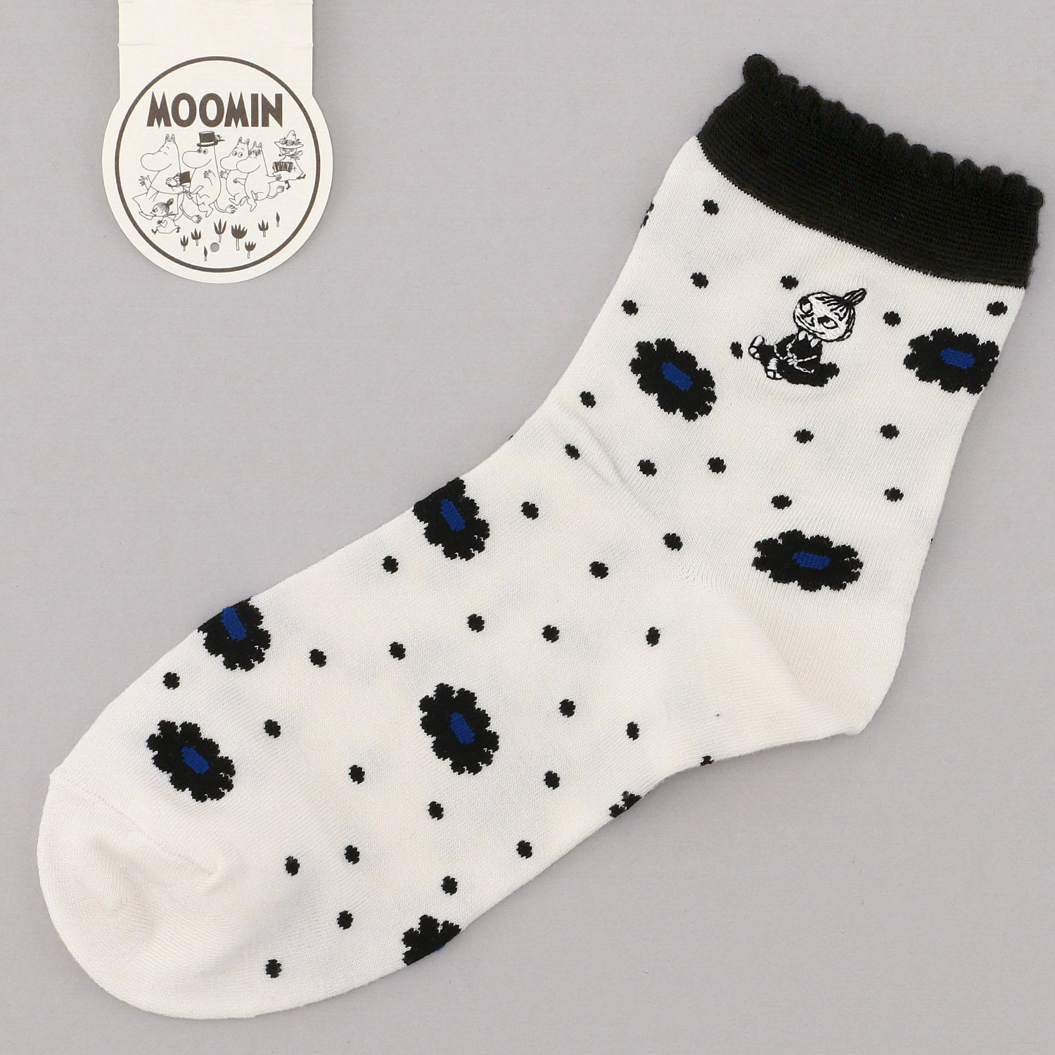 MOOMIN ロークルーソックス 花ドット＋ミイ刺繍 - 画像2