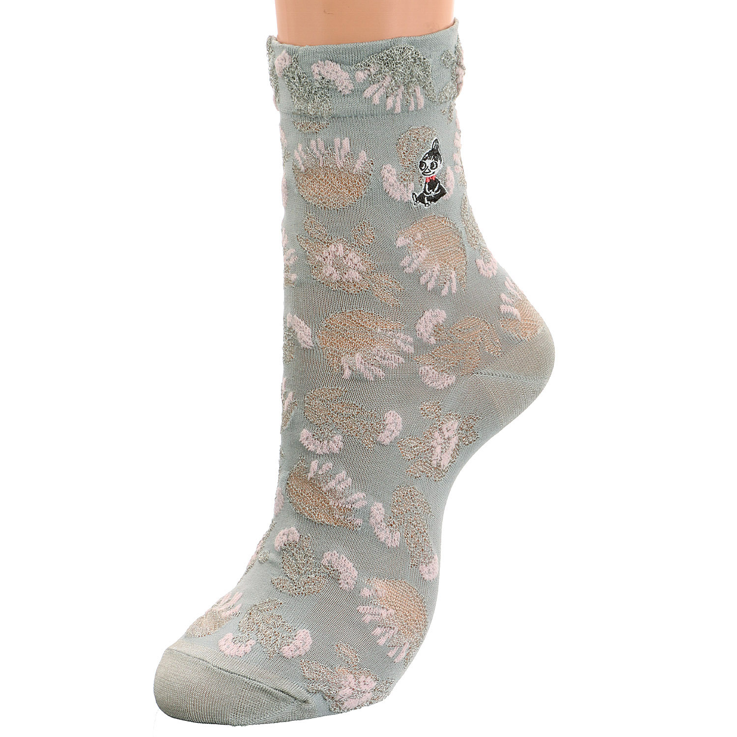 MOOMIN ロークルーソックス 花柄ミイ刺繍 - 画像3