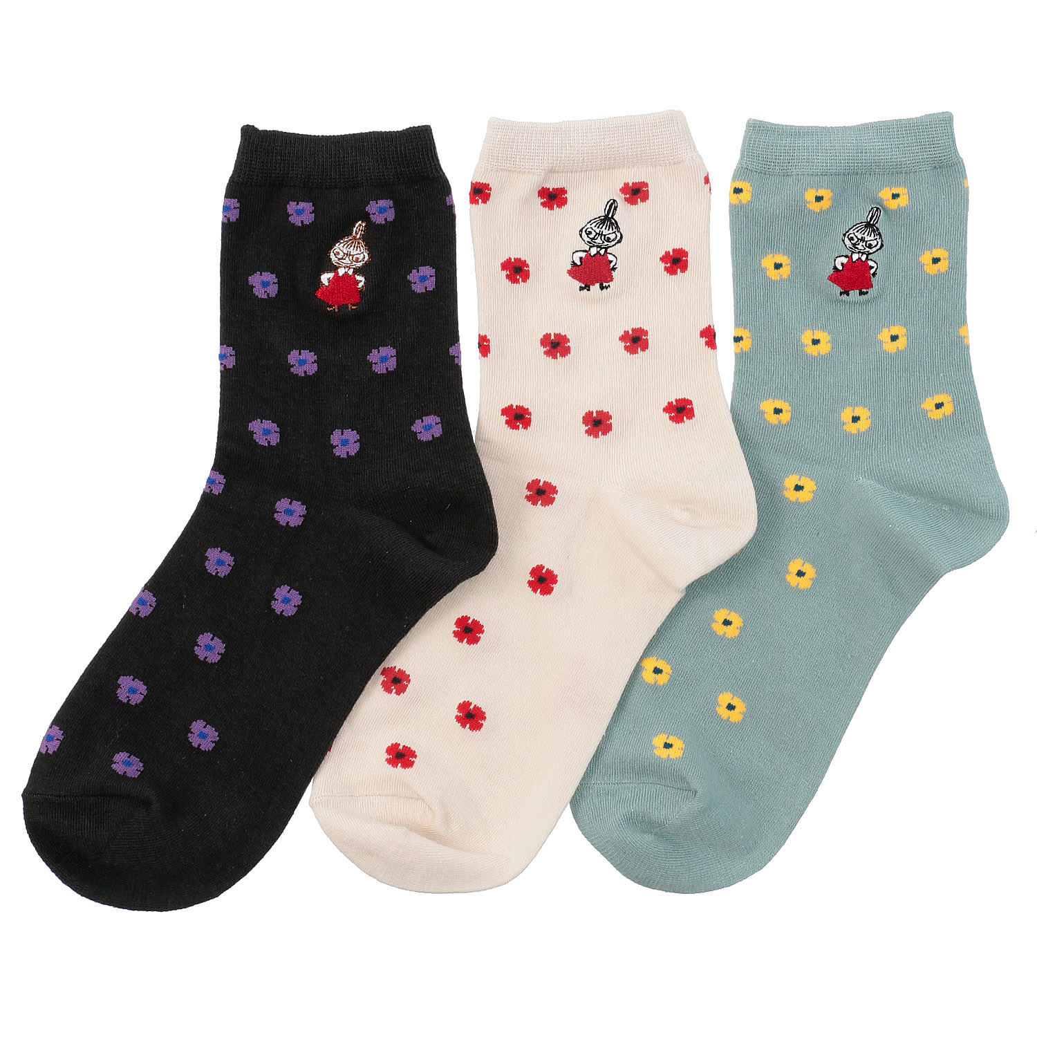 MOOMIN ロークルーソックス 小花柄ミイ刺繍【在庫限り】