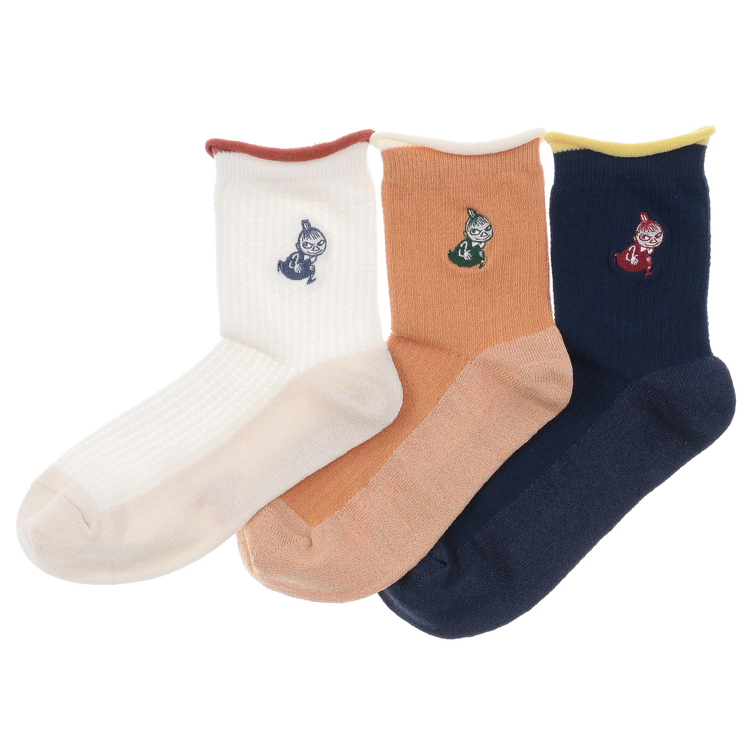 MOOMIN ロークルーソックス サーマル風ミイ刺繍 - 画像1