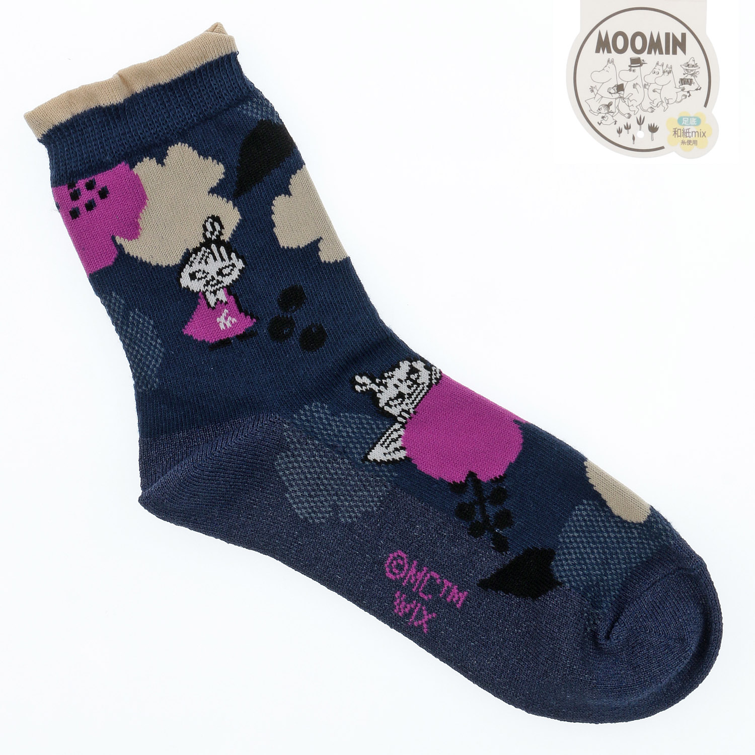 MOOMIN ロークルーソックス 大花ミイ刺繍 - 画像5