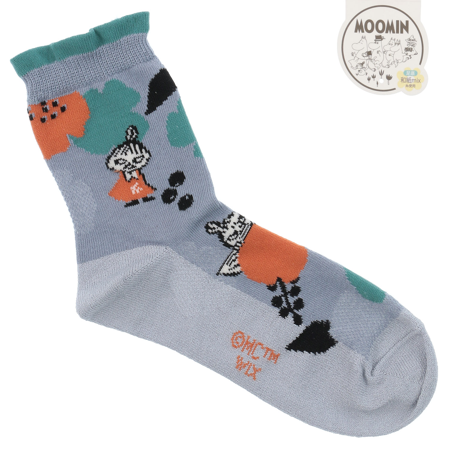 MOOMIN ロークルーソックス 大花ミイ刺繍