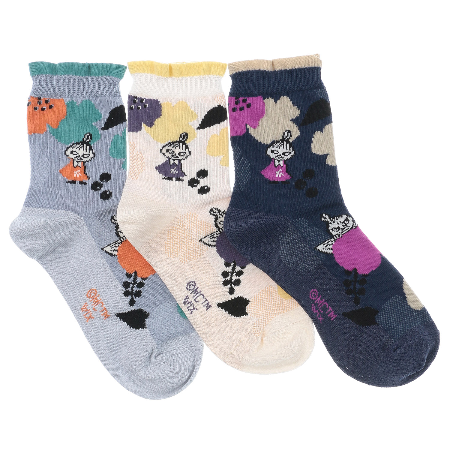 MOOMIN ロークルーソックス 大花ミイ刺繍 - 画像1