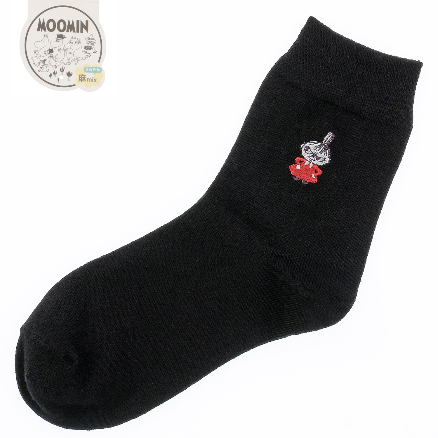 MOOMIN ロークルーソックス 麻入りタックストライプ - 画像2