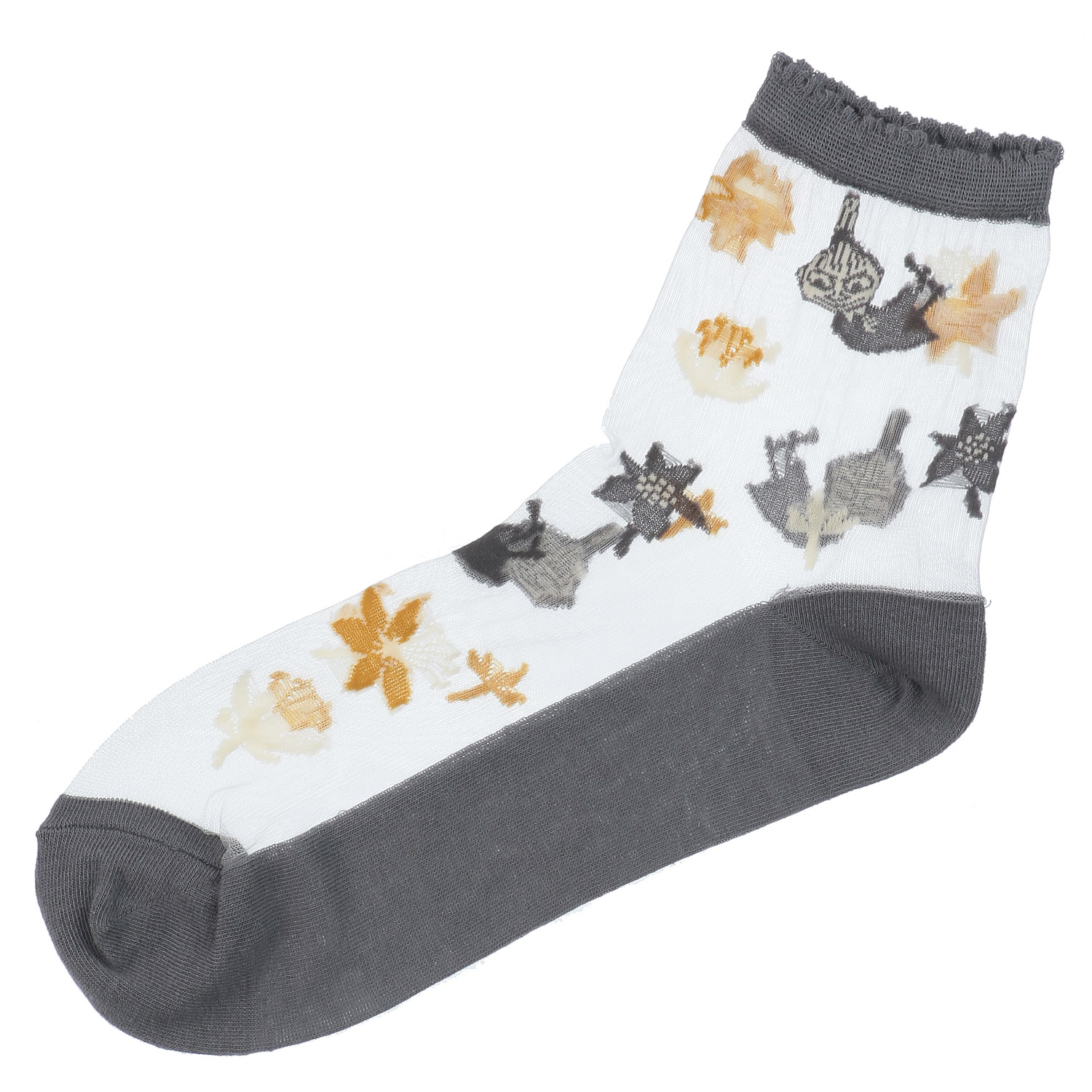 MOOMIN ロークルーソックス シースルー ミイと花