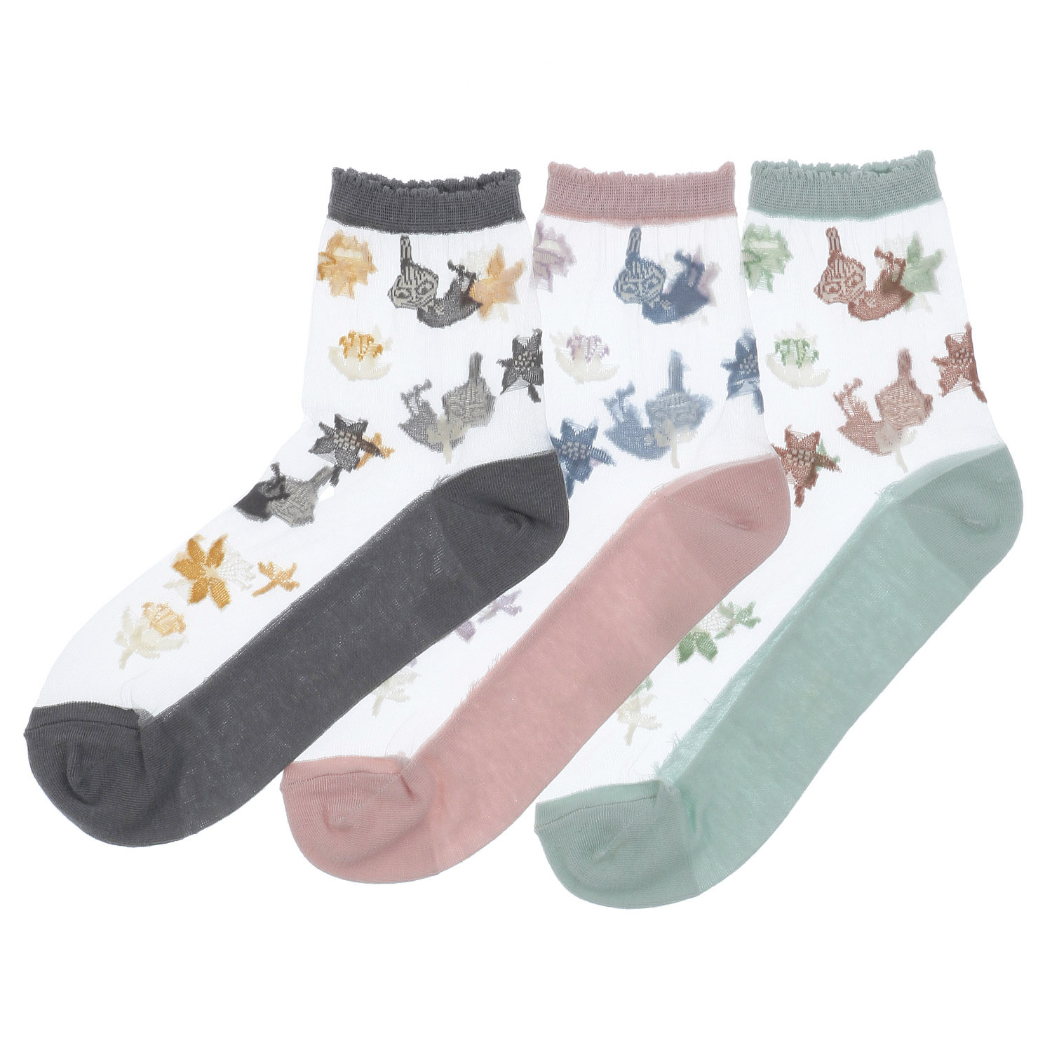 MOOMIN ロークルーソックス シースルー ミイと花【在庫限り】