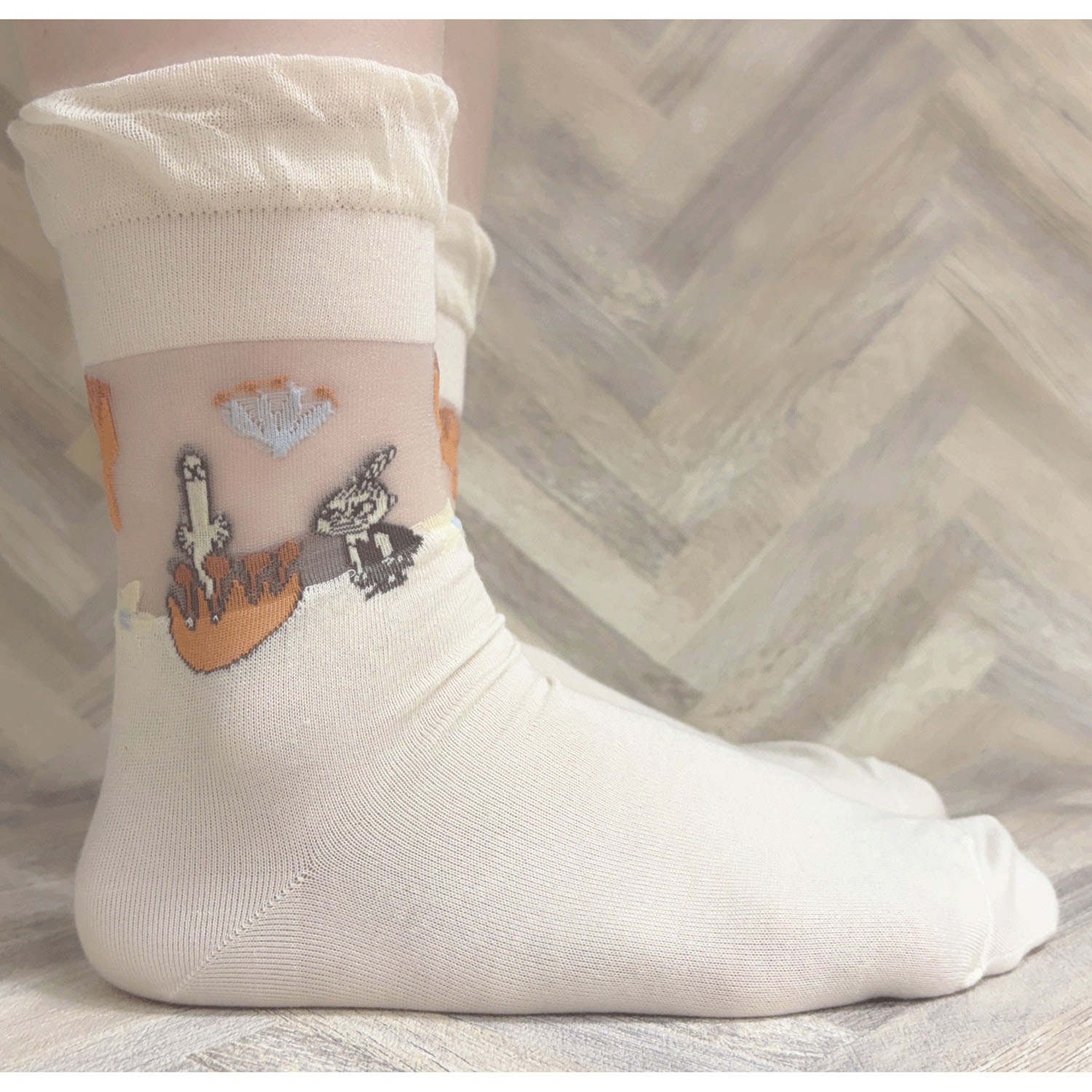 MOOMIN ロークルーソックス 部分シースル－ ニョロニョロミイ - 画像4