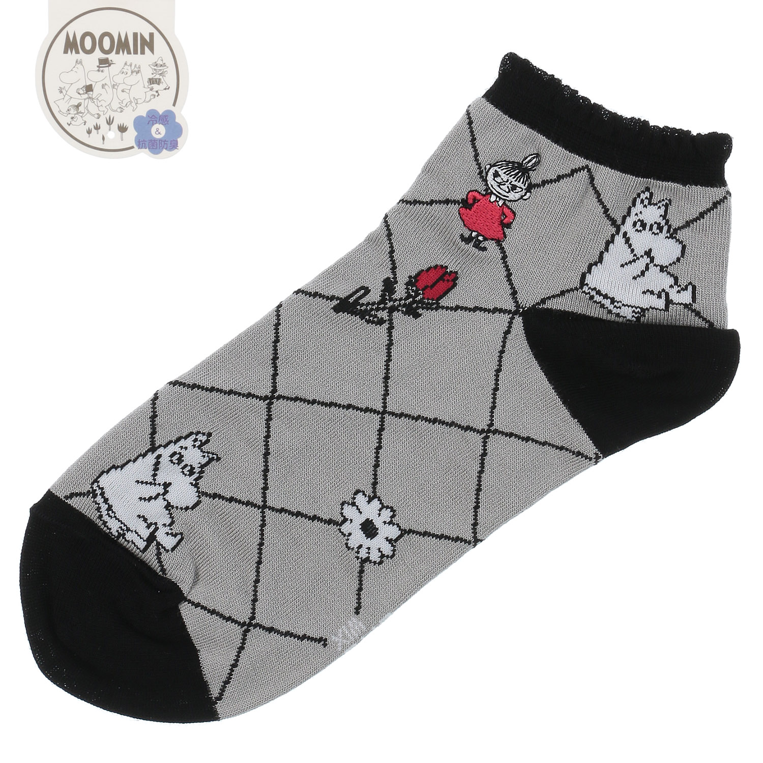 MOOMIN 冷感スニーカー丈ソックス 格子柄ミイ刺繍 - 画像7
