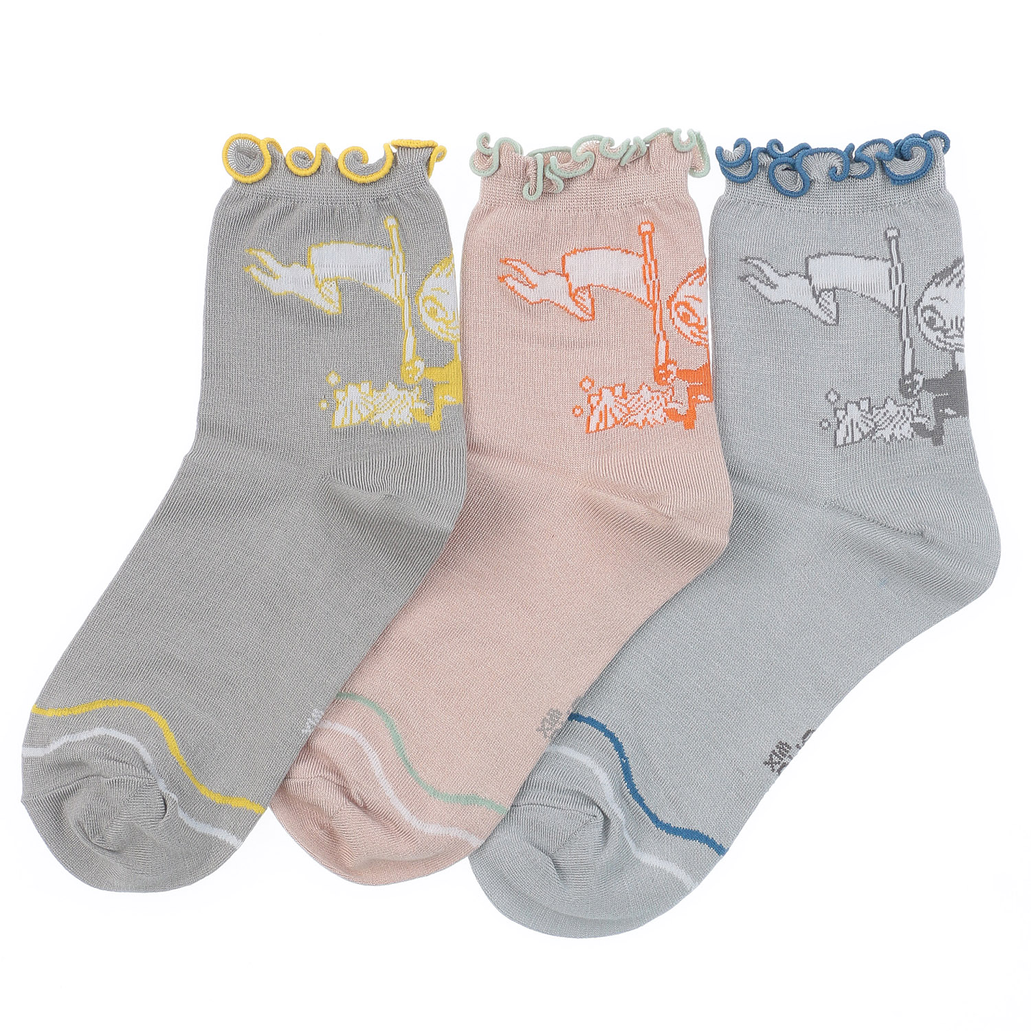 MOOMIN 冷感ロークルーソックス メロウフラッグミイ柄 - 画像1