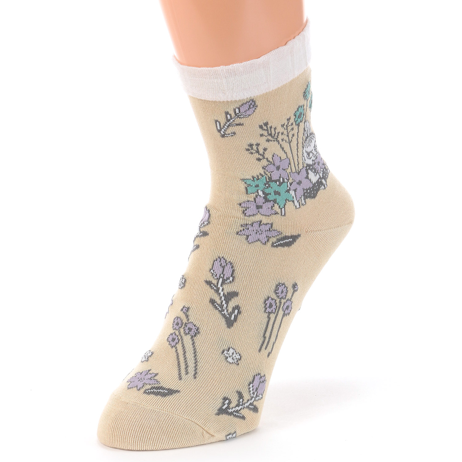 MOOMIN 冷感ロークルーソックス 花総柄 - 画像5