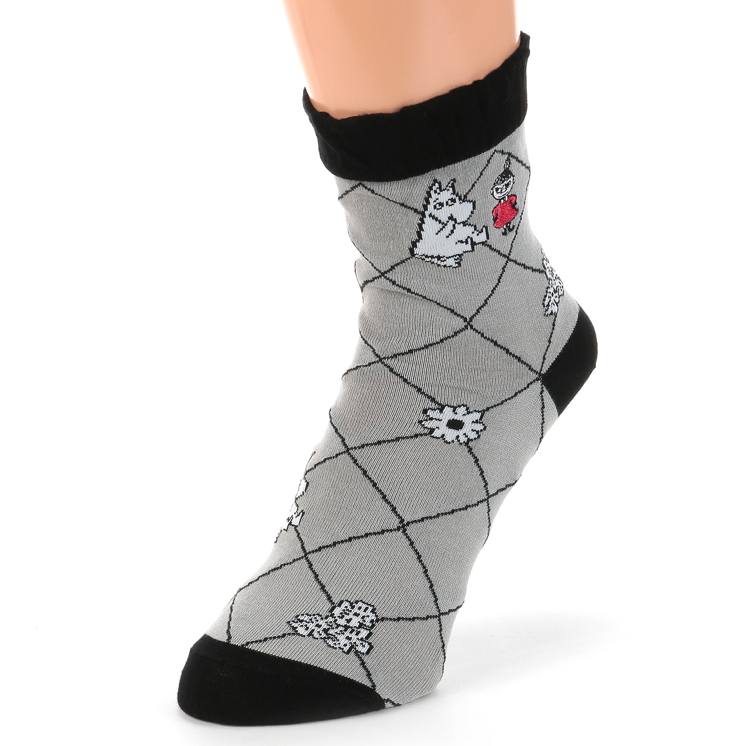 MOOMIN 冷感ロークルーソックス 格子柄ミイ刺繍 - 画像4