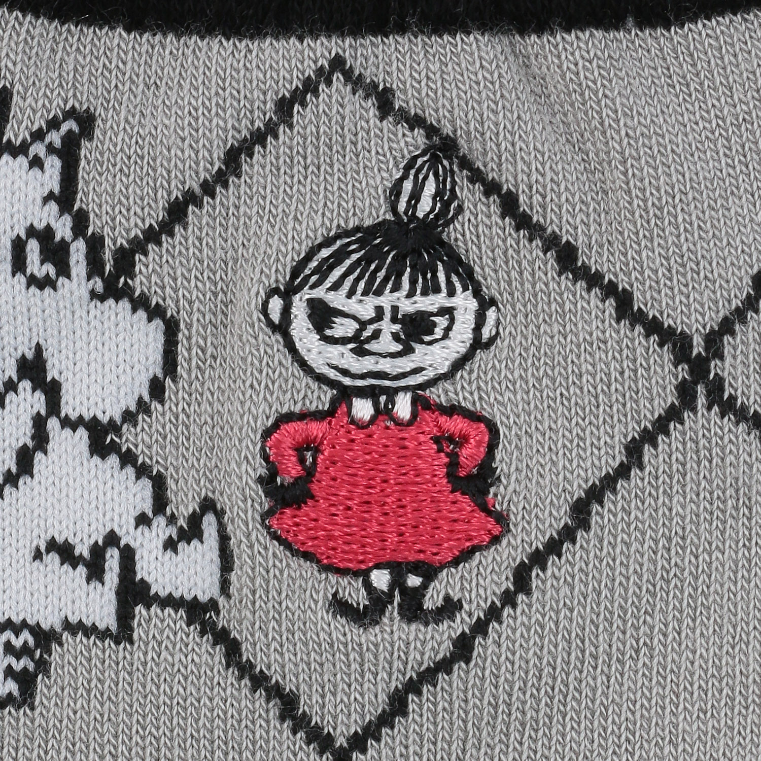 MOOMIN 冷感ロークルーソックス 格子柄ミイ刺繍 - 画像5