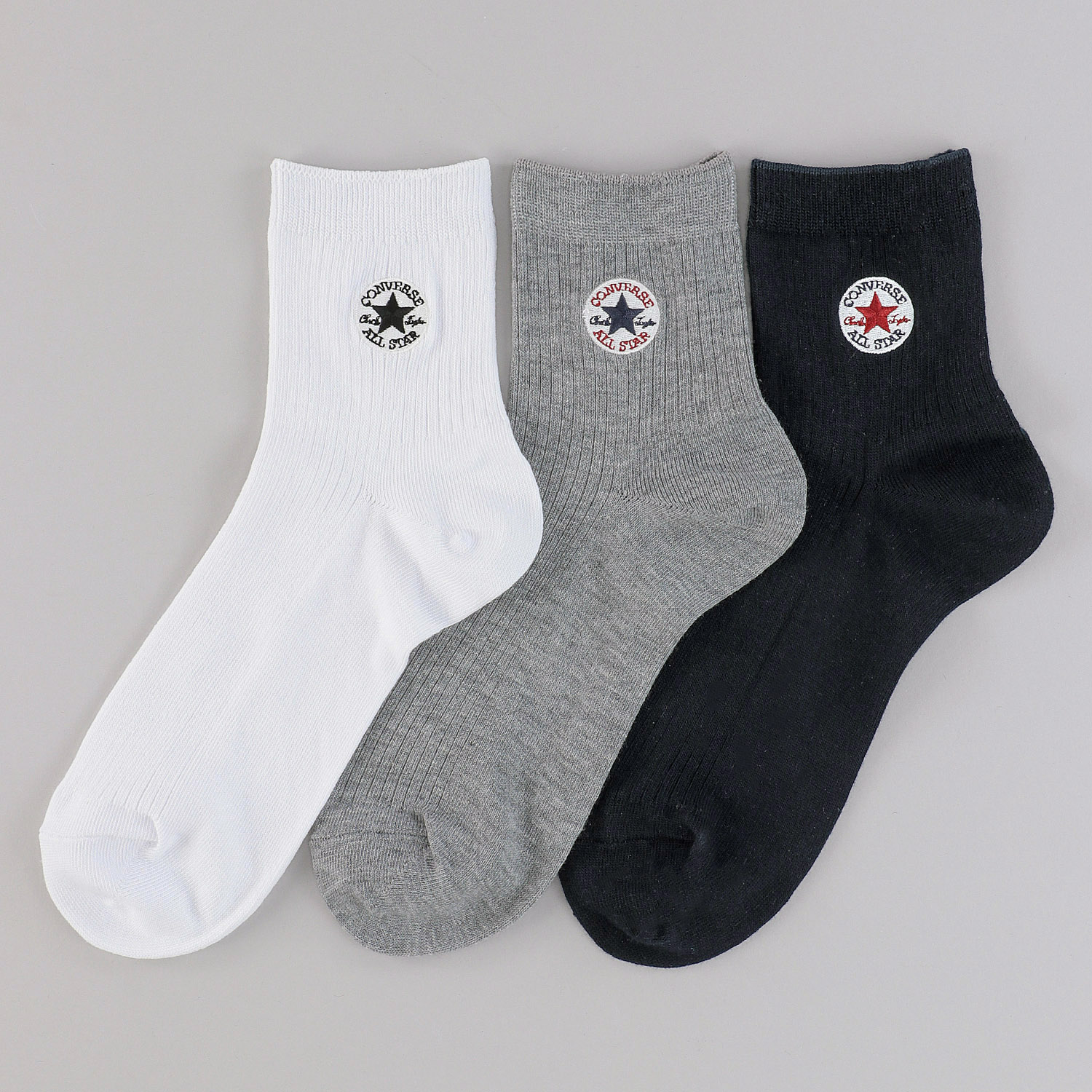 CONVERSE 3Pクルー丈ソックス 刺繍 - 画像1