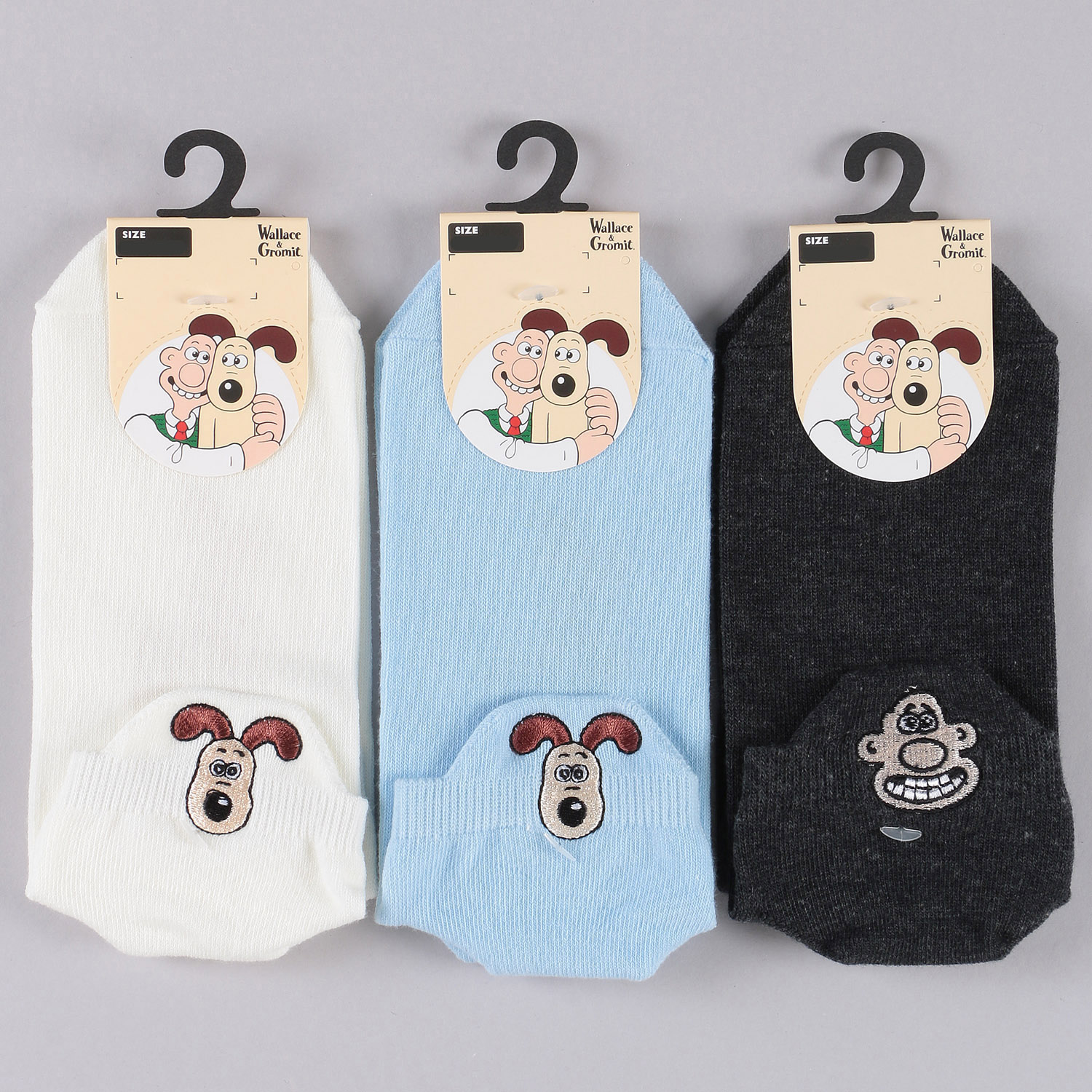 ウォレスとグルミット 刺繍 スニーカー丈 靴下 - 画像1