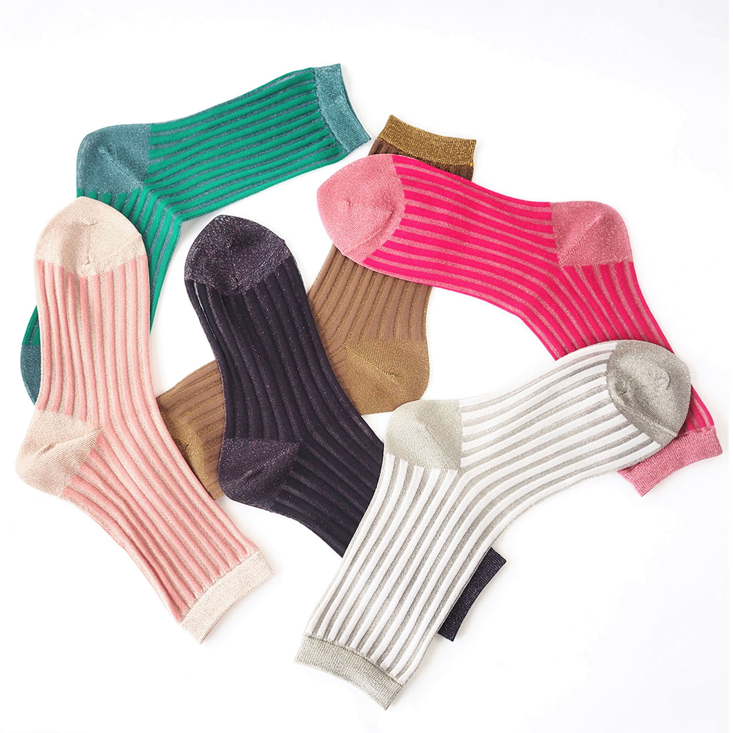 andeotte シースルーストライプラメソックス【在庫限り】 - 画像1