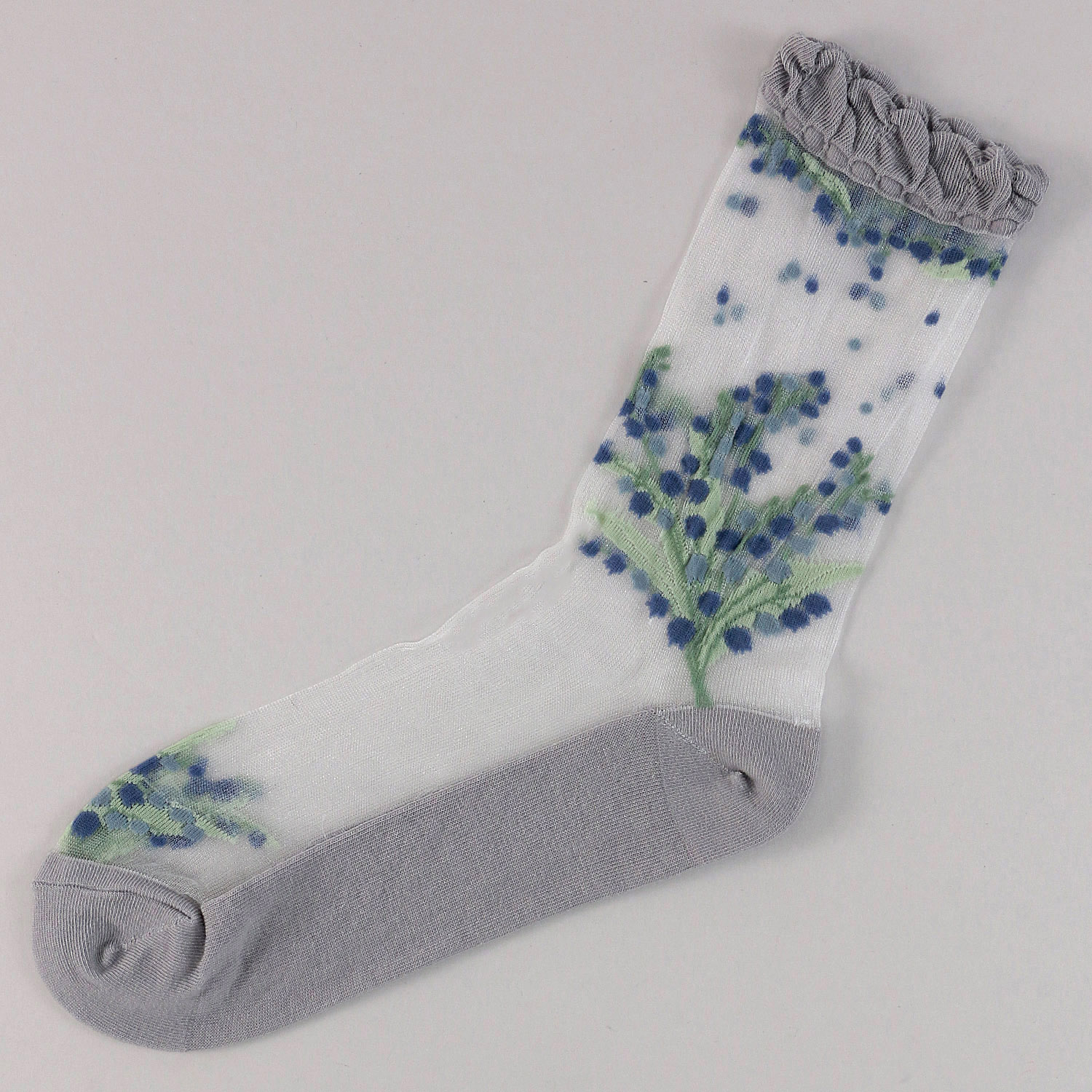 プティパ クルー丈 シースルーソックス スズラン 足底綿【在庫限り】 - 画像2